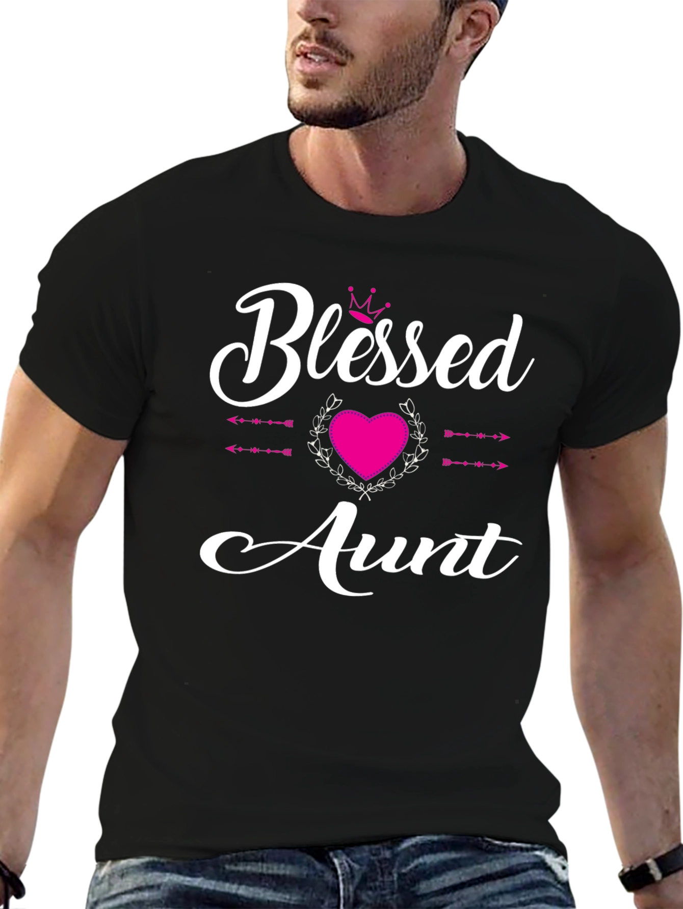 Black Blessed Aunt T-Shirt - Cute Family Gift view 6