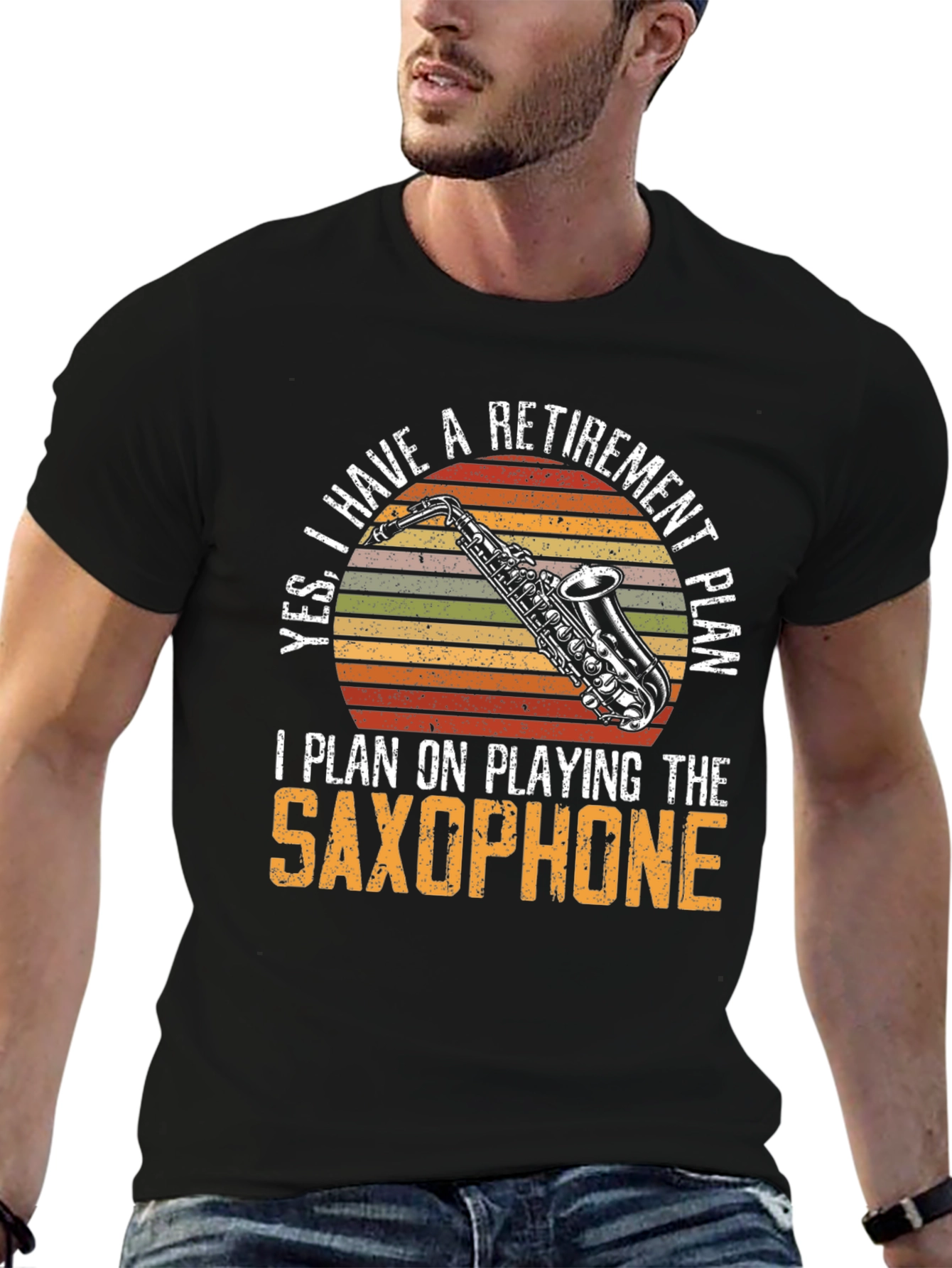 Black Retirement Saxophone T-Shirt - Musician Gift Tee view 6