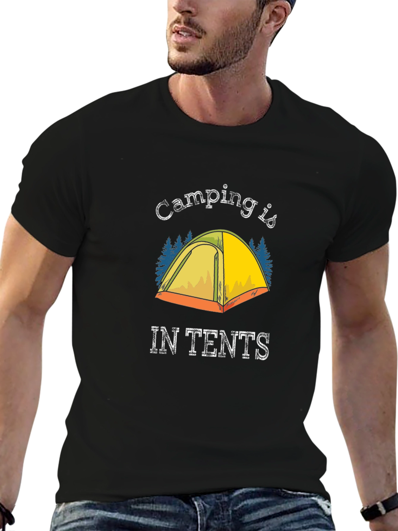 Black Camping is IN TENTS Graphic T-Shirt view 6
