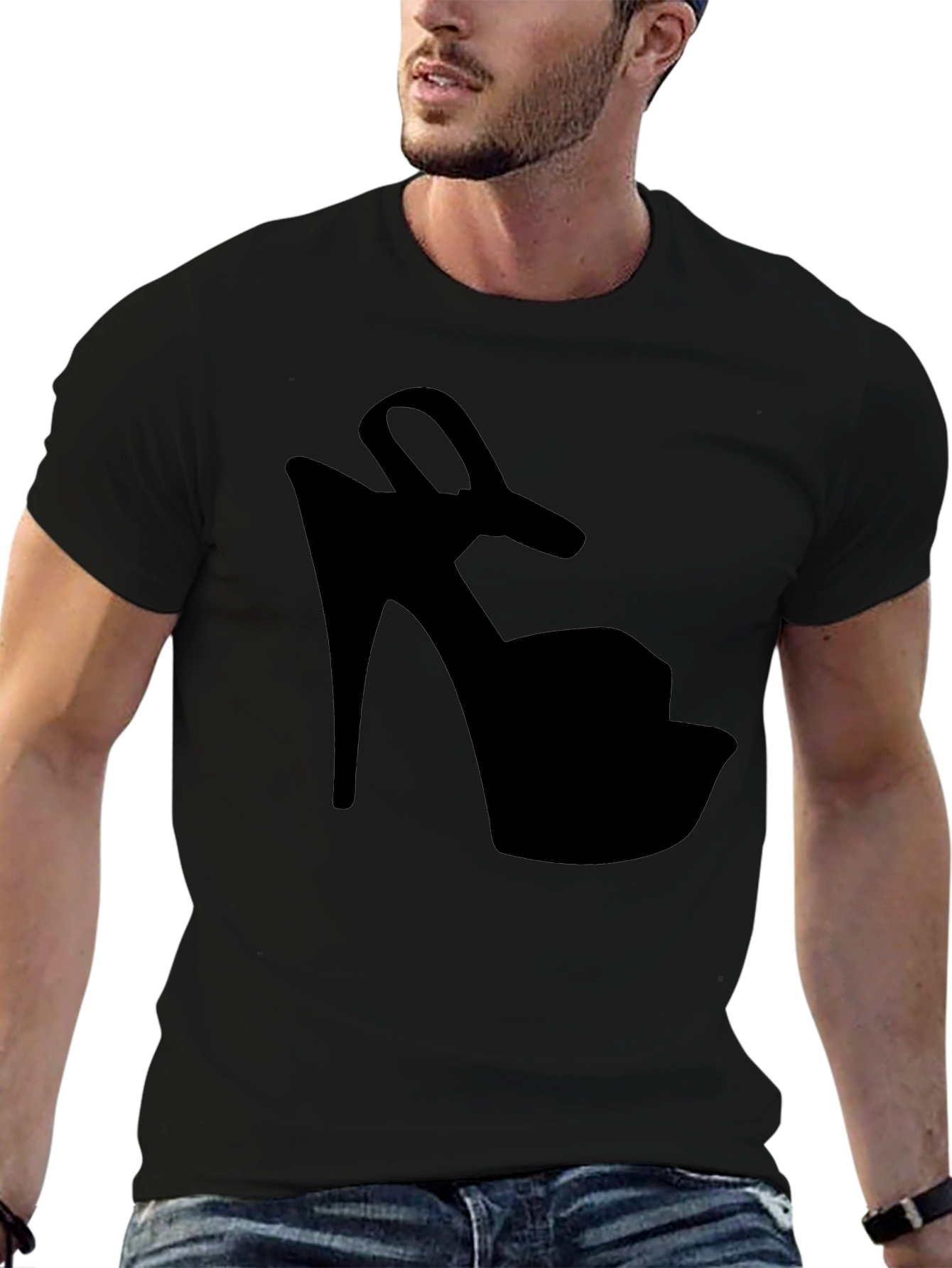 Black High Heel Graphic Black T-Shirt view 6