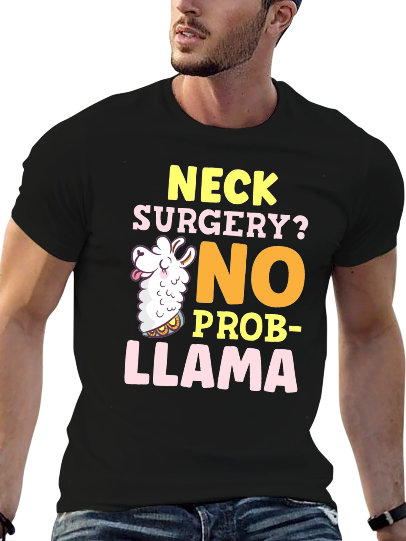 Black Neck Surgery? No Prob-Llama Funny Graphic Tee view 6