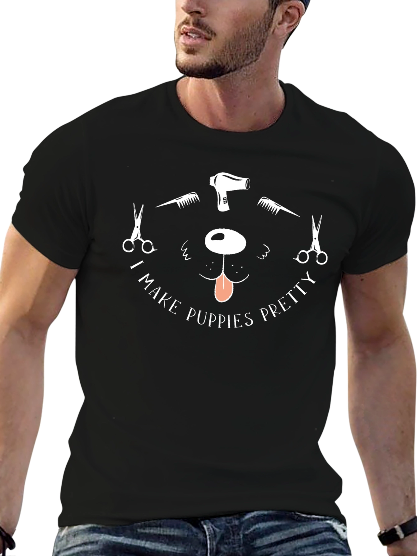 Black Puppy Groomer T-Shirt - I Make Puppies Pretty view 6
