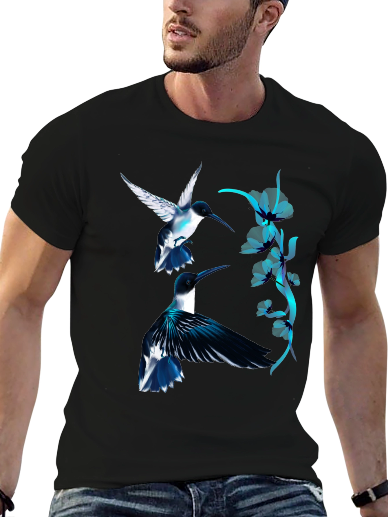 Black Hummingbird Graphic Black Tee view 6