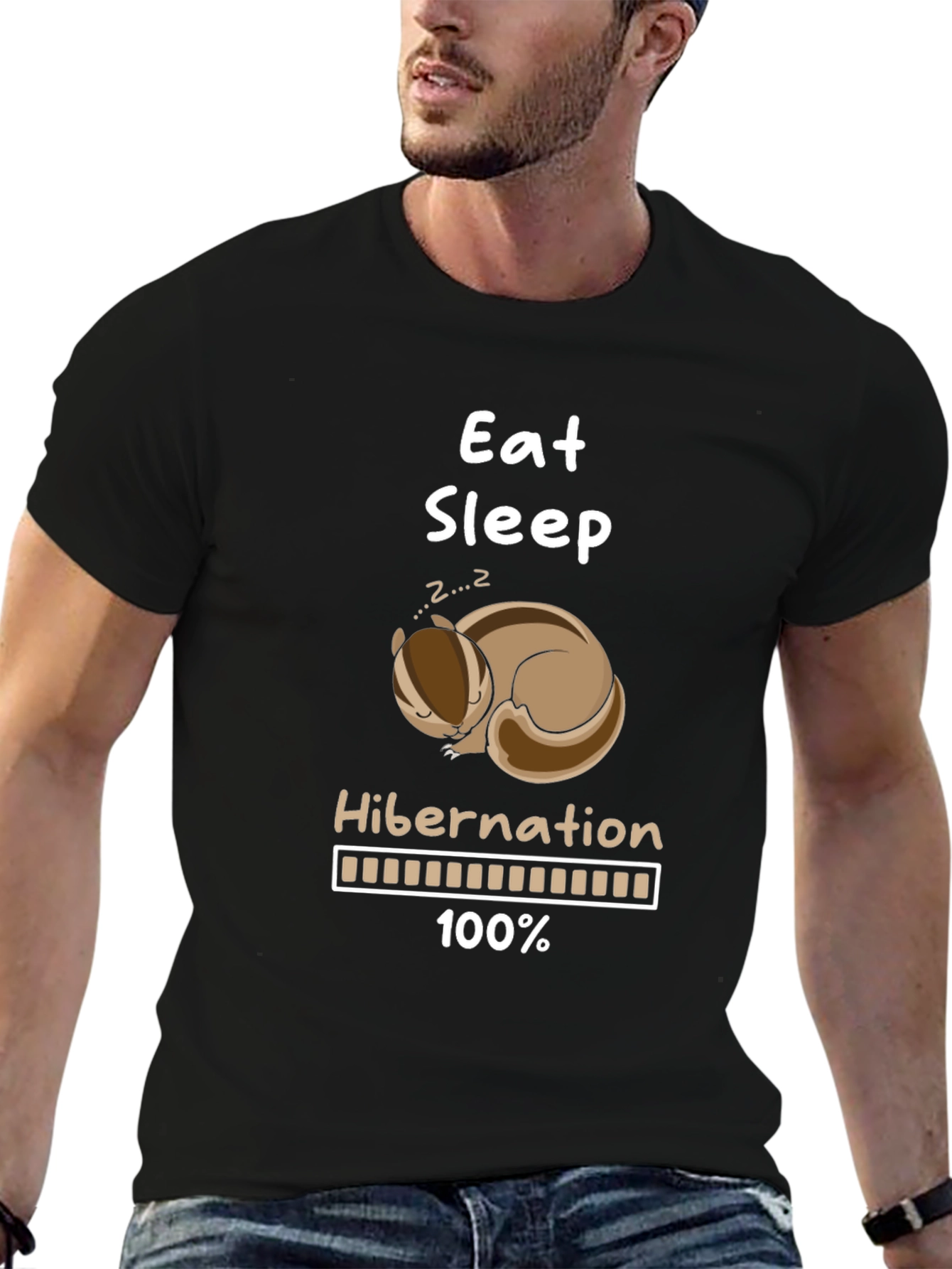 Black Eat Sleep Hibernation T-Shirt Funny Animal Lover Tee view 6