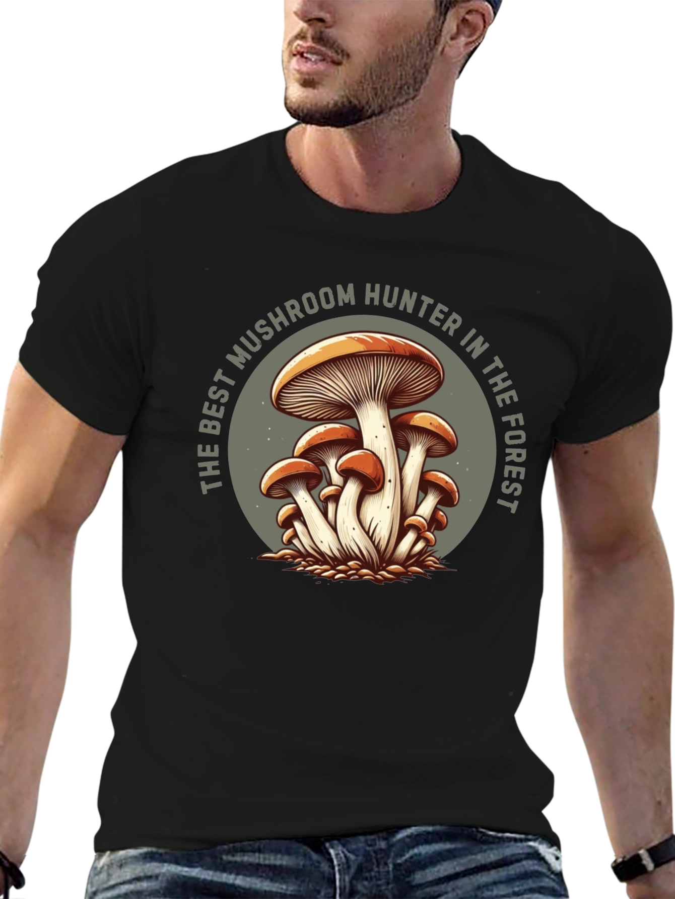 Black Mushroom Hunter T-Shirt - Forest Forager Tee view 6
