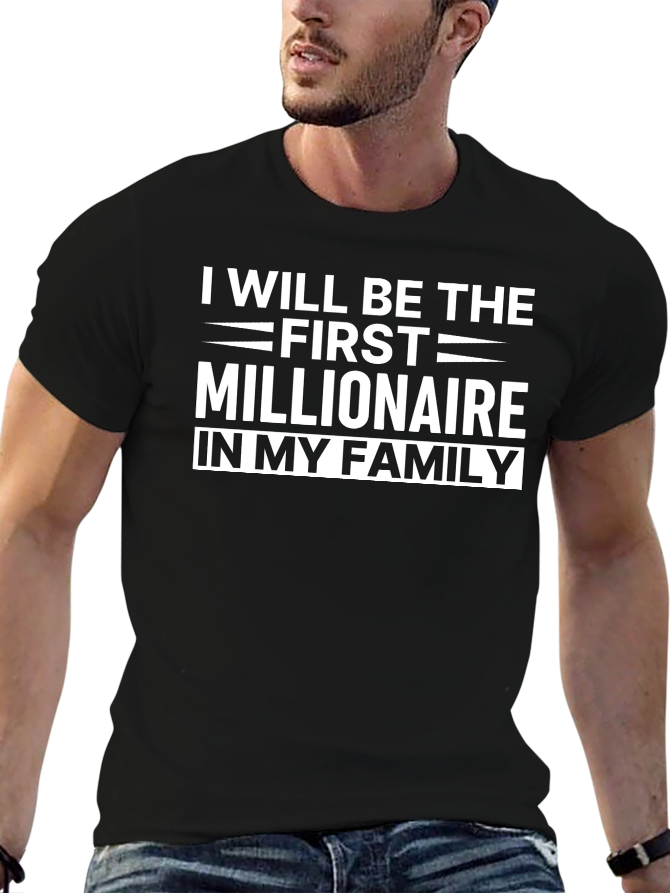 Black First Millionaire in My Family Black T-Shirt view 6