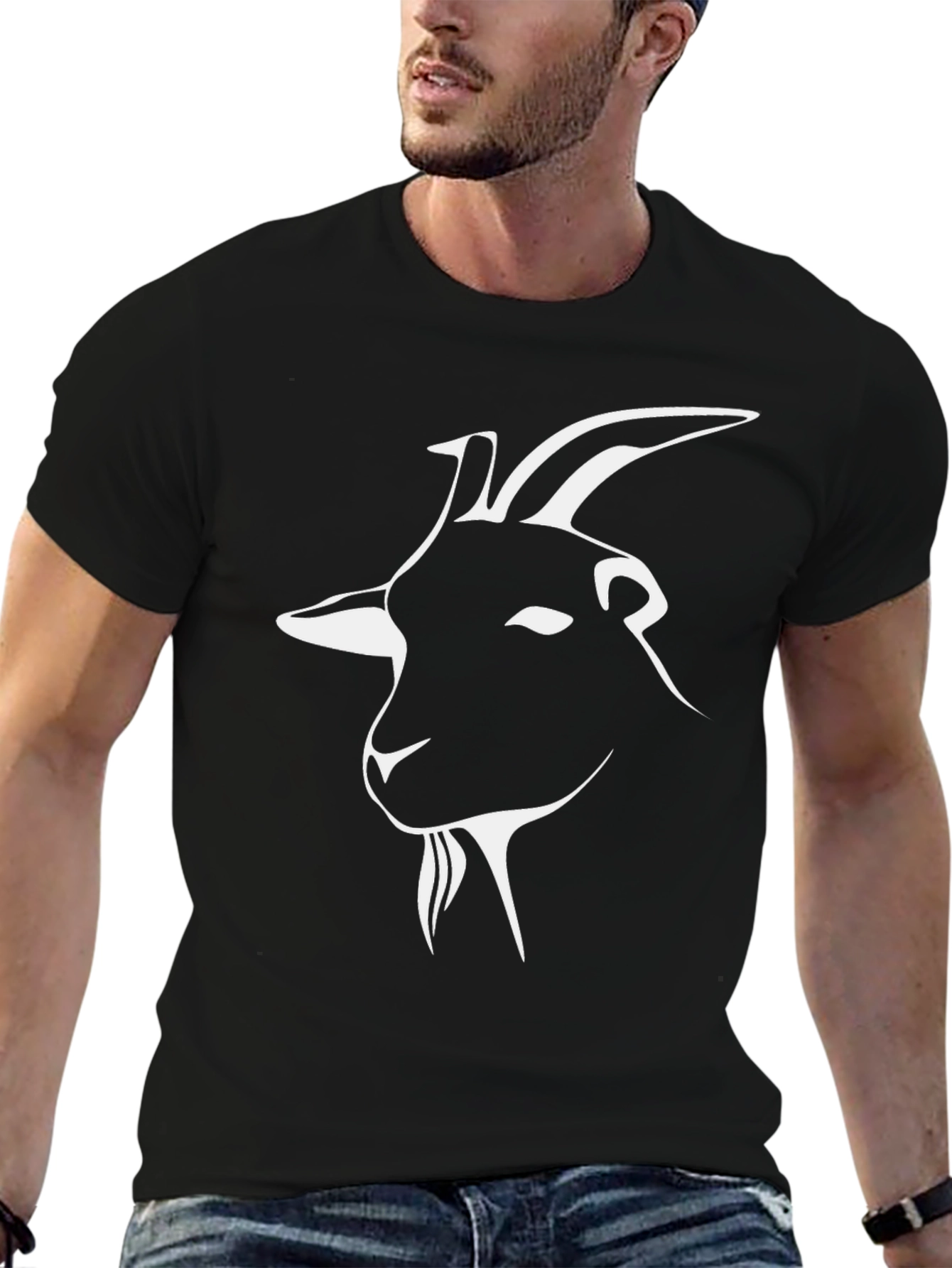Black Goat Head Graphic T-Shirt - Black view 6