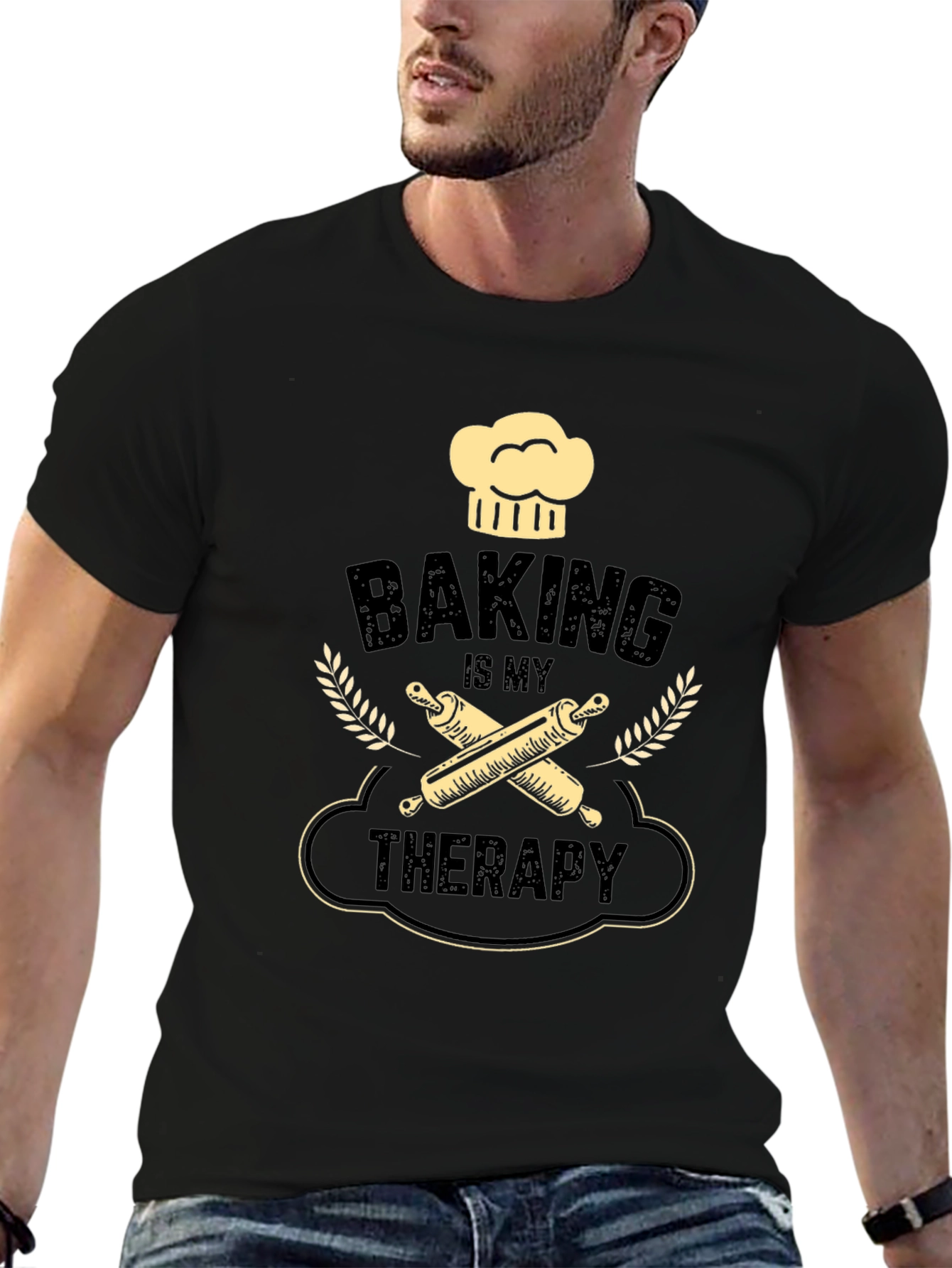 Black Baking Is My Therapy Graphic T-Shirt view 6