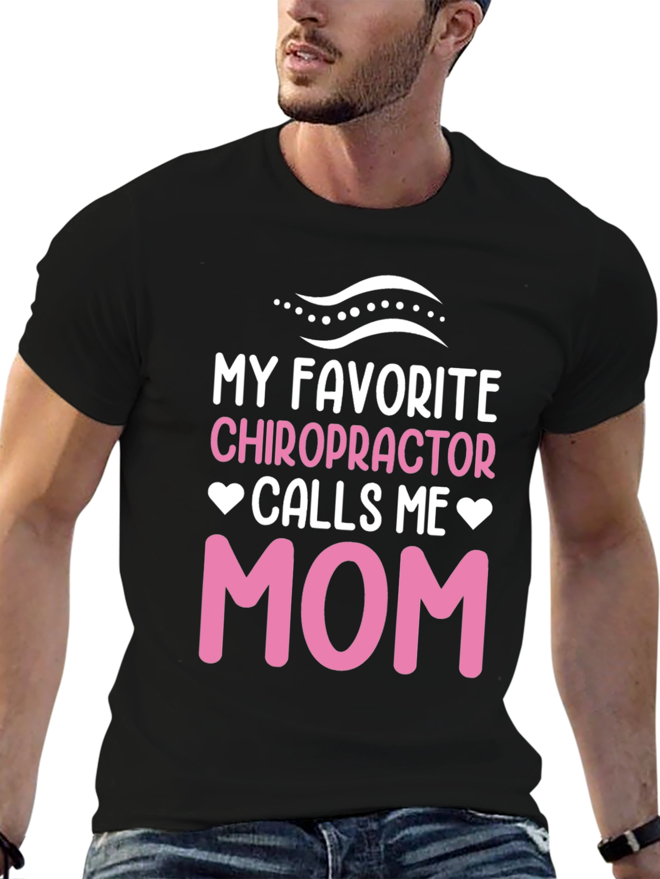 Black Chiropractor Mom T-Shirt - Novelty Gift view 6