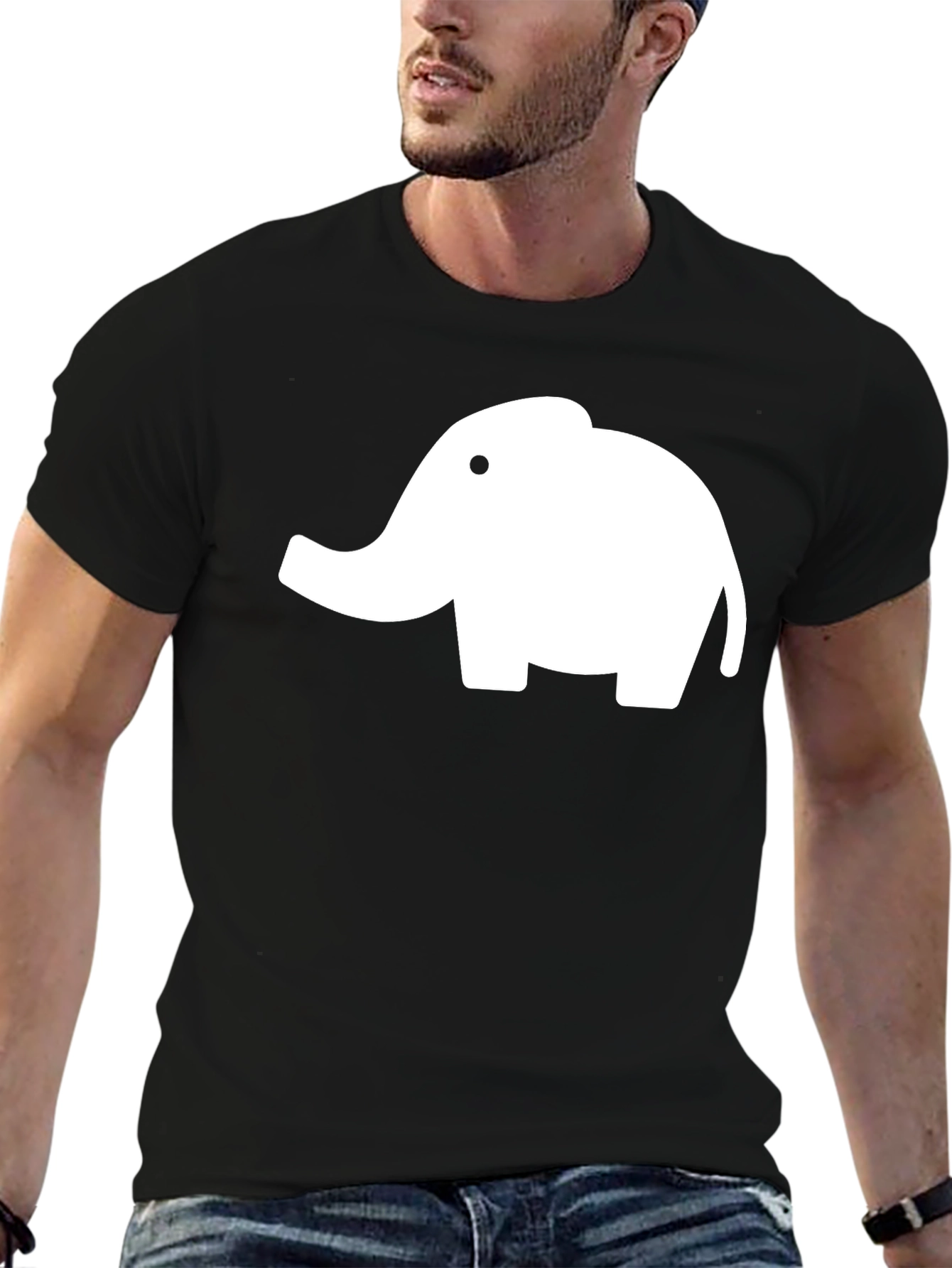 Black Elephant Graphic Tee - Black Cotton T-Shirt view 6
