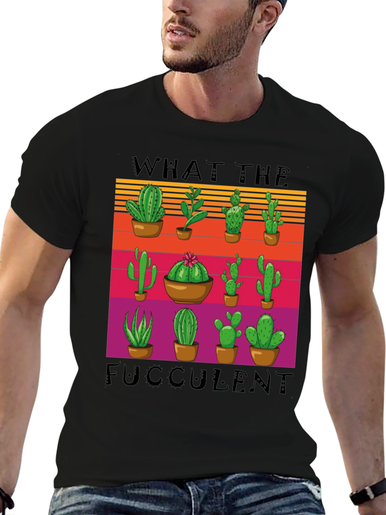 Black What the Fucculent T-Shirt view 6