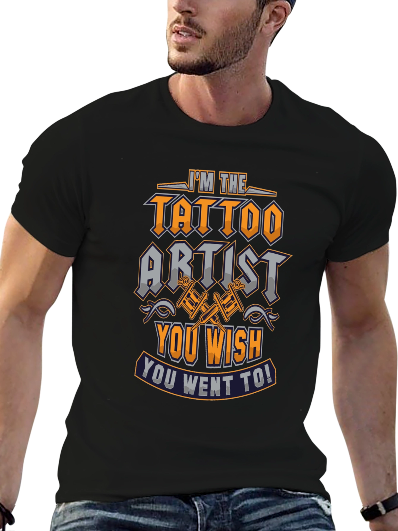 Black Tattoo Artist Graphic T-Shirt - Men's Black Tee view 6