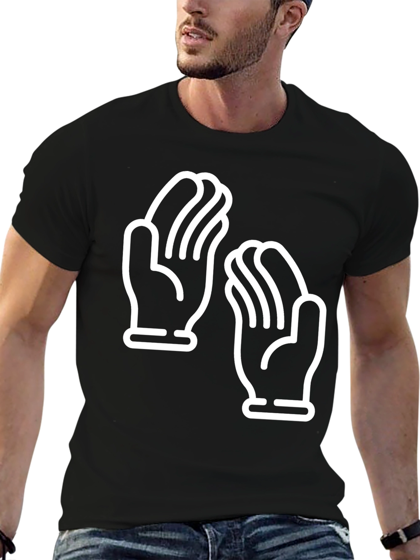 Black Clapping Hands Graphic Tee - Unisex Black T-Shirt view 6