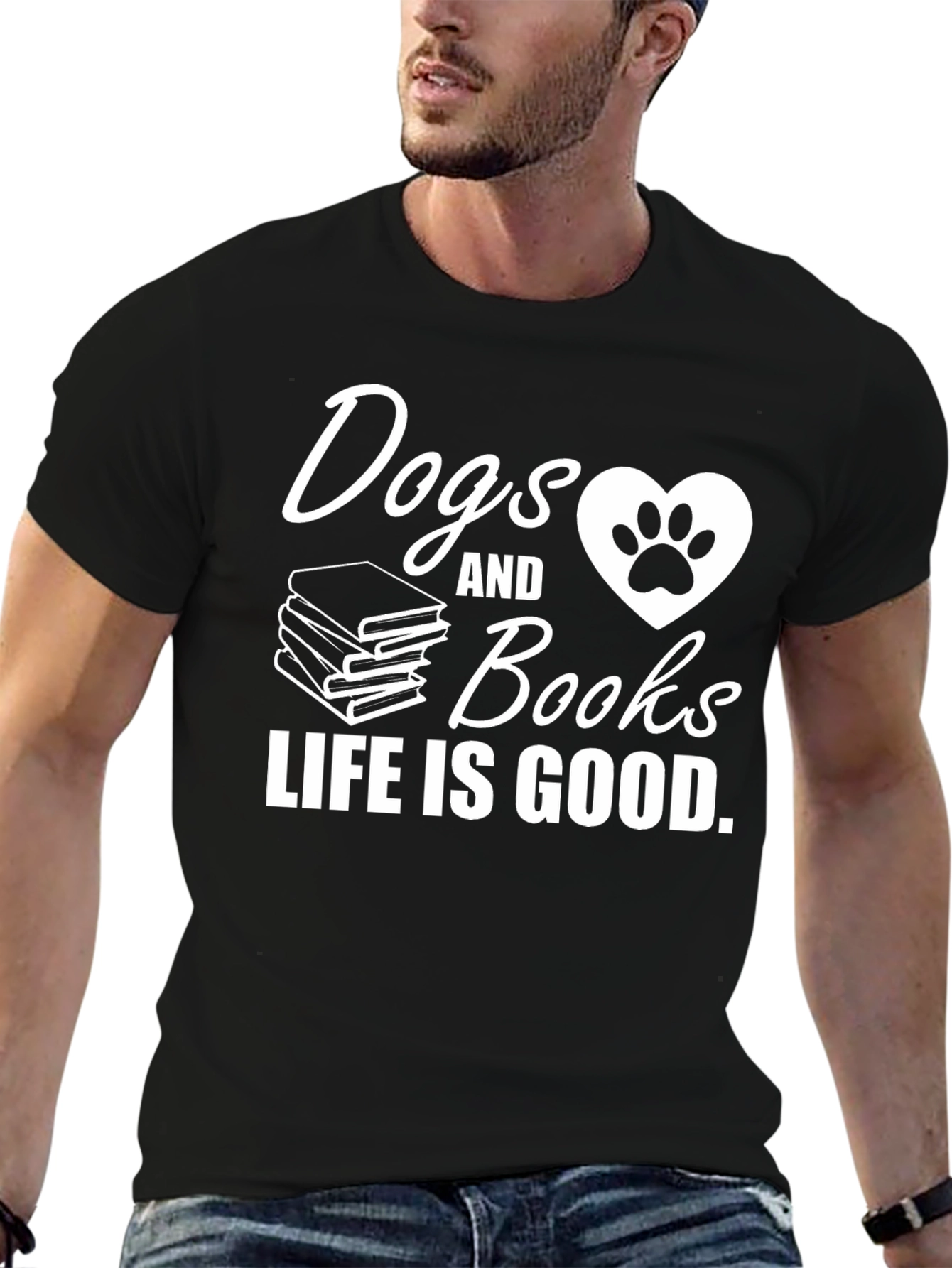 Black Dogs & Books T-Shirt - Life is Good Tee view 6