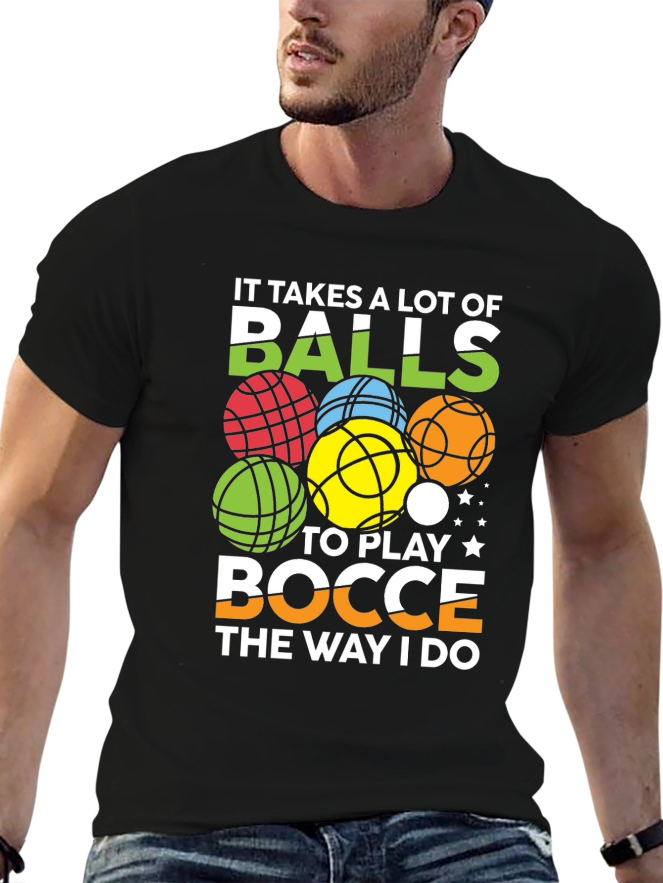 Black Bocce Balls Graphic Tee - It Takes Balls view 6