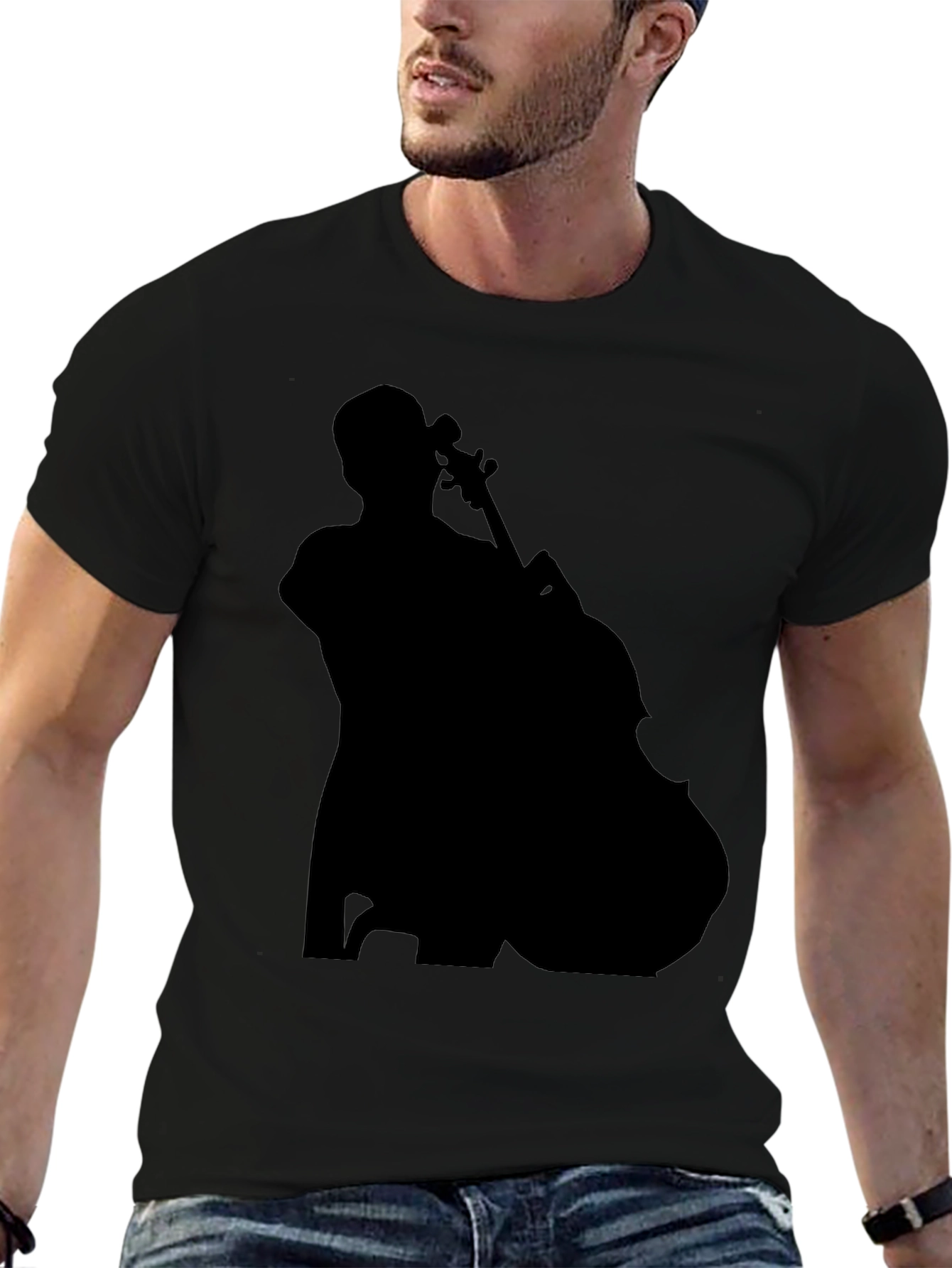 Black Musician Silhouette Graphic Tee - Black view 6