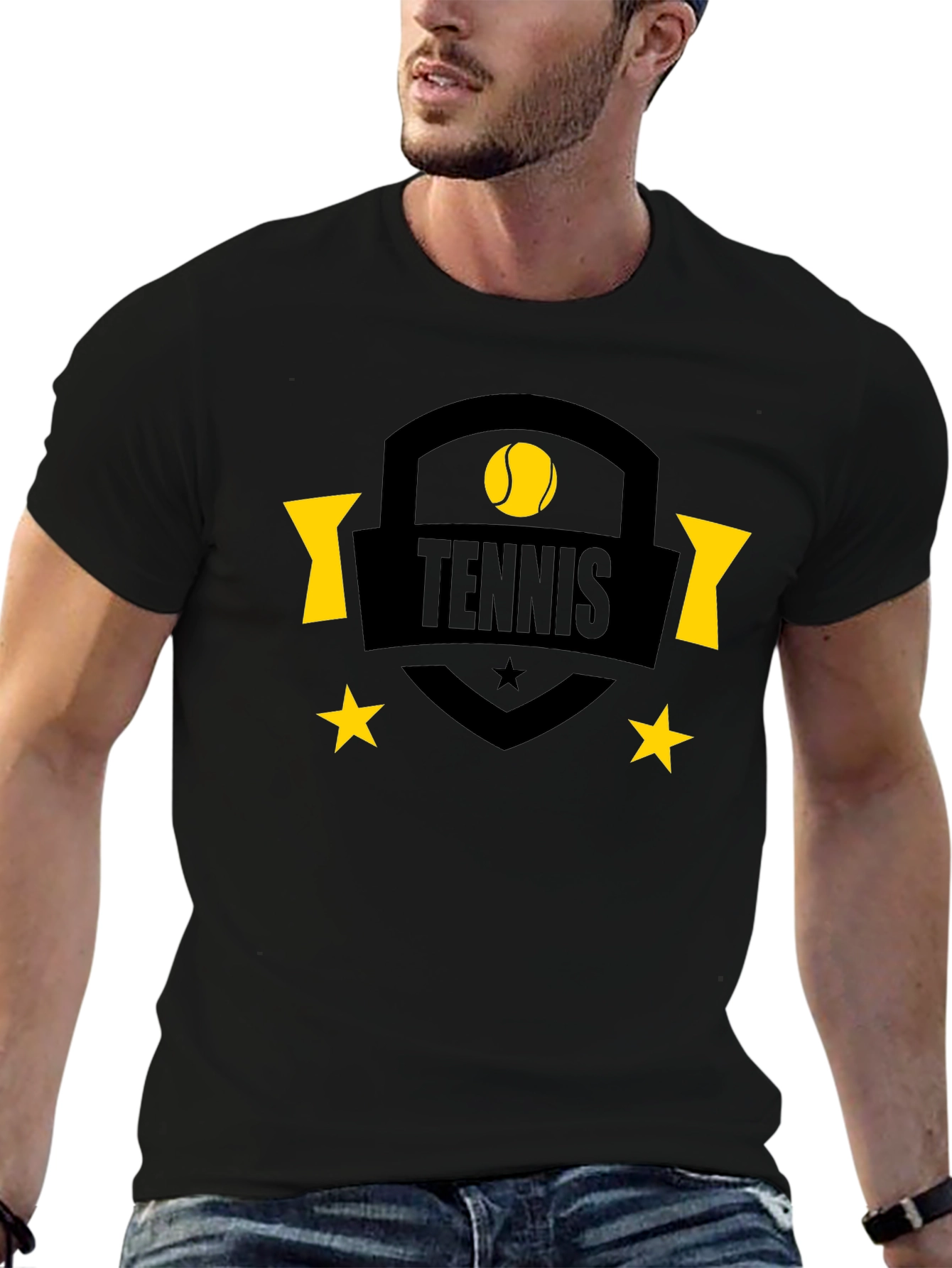 Black Tennis Graphic Black T-Shirt view 6