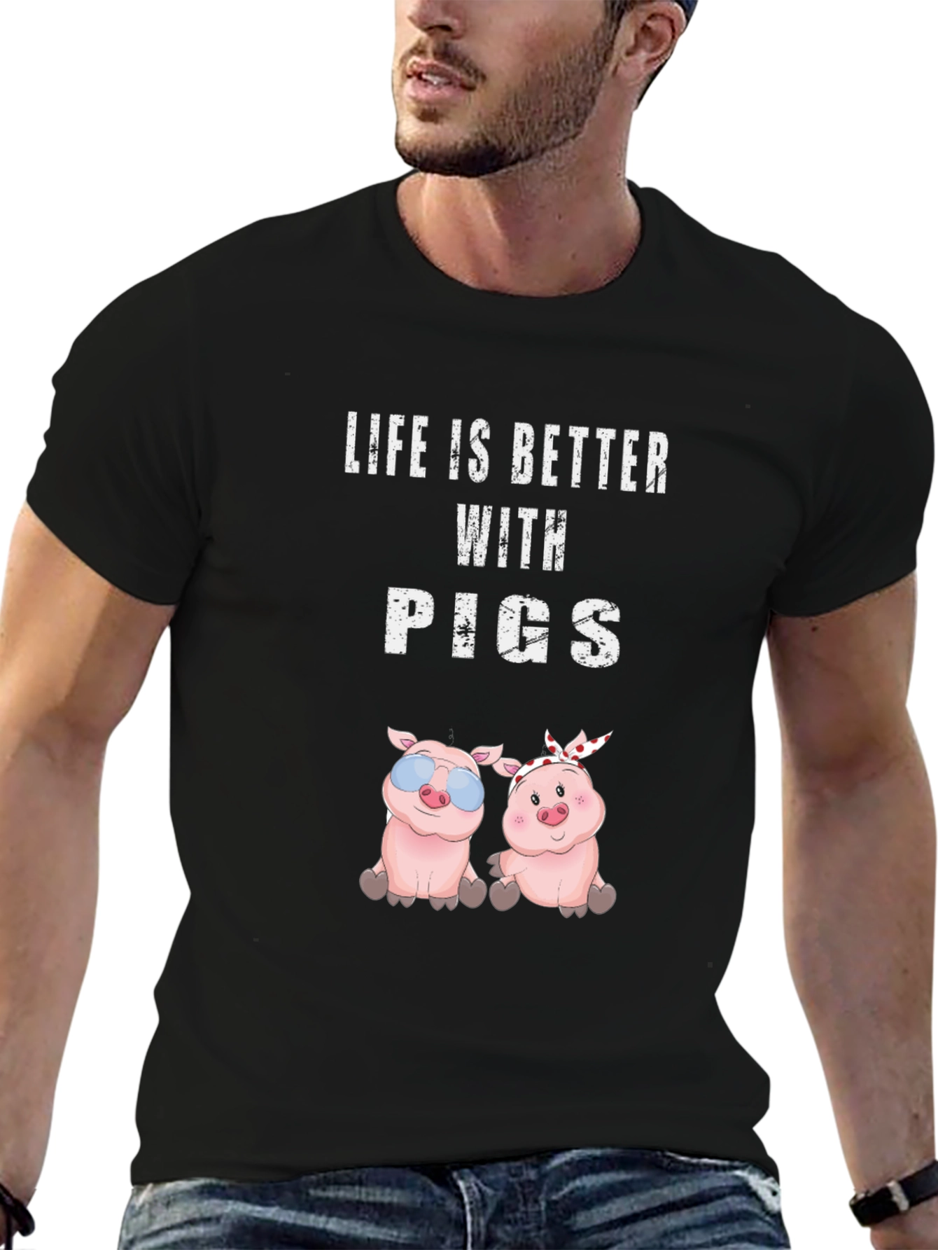 Black Life is Better with Pigs T-Shirt view 6