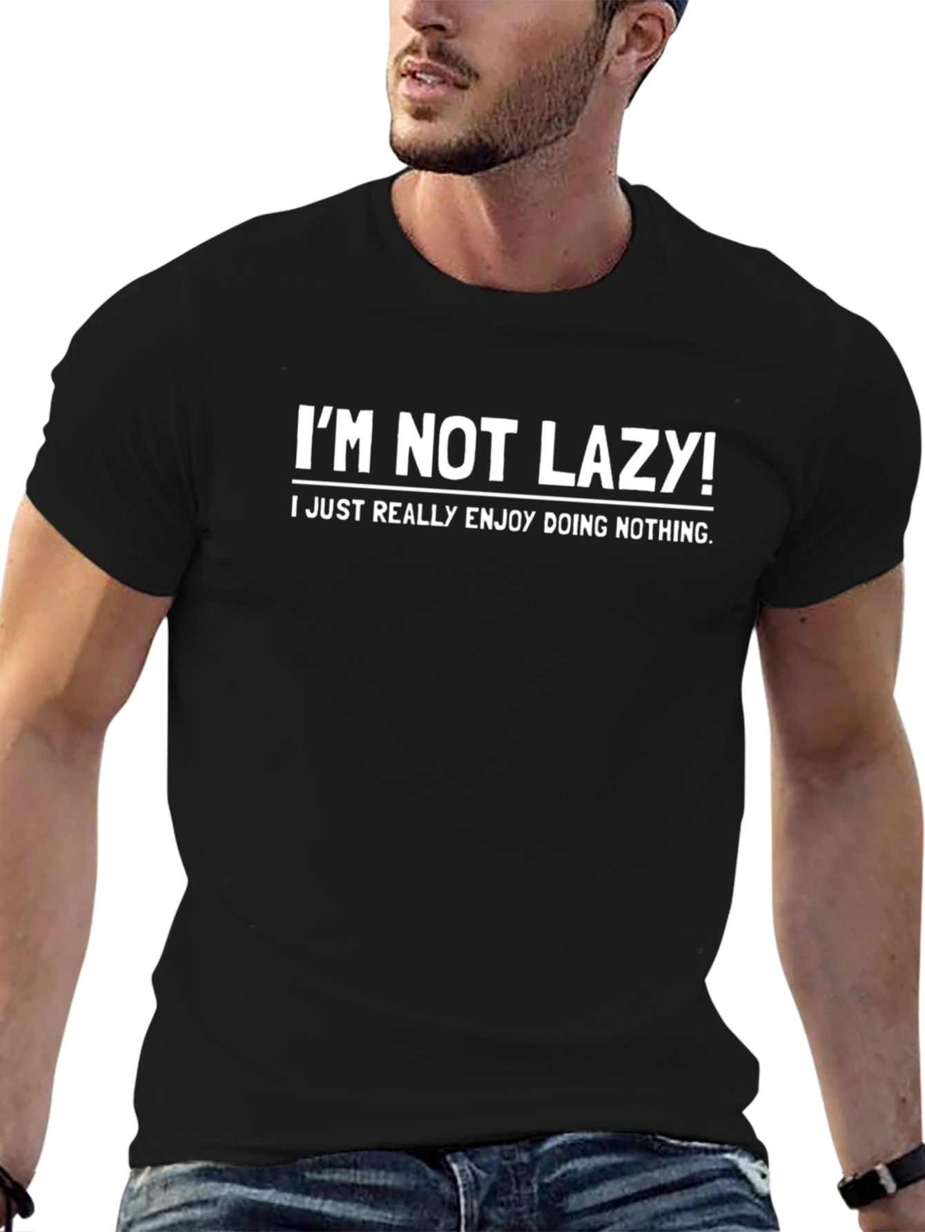 Black Funny I'm Not Lazy T-Shirt view 6