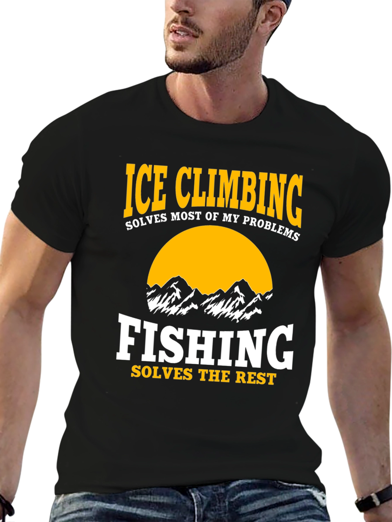 Black Ice Climbing & Fishing Graphic T-Shirt view 6