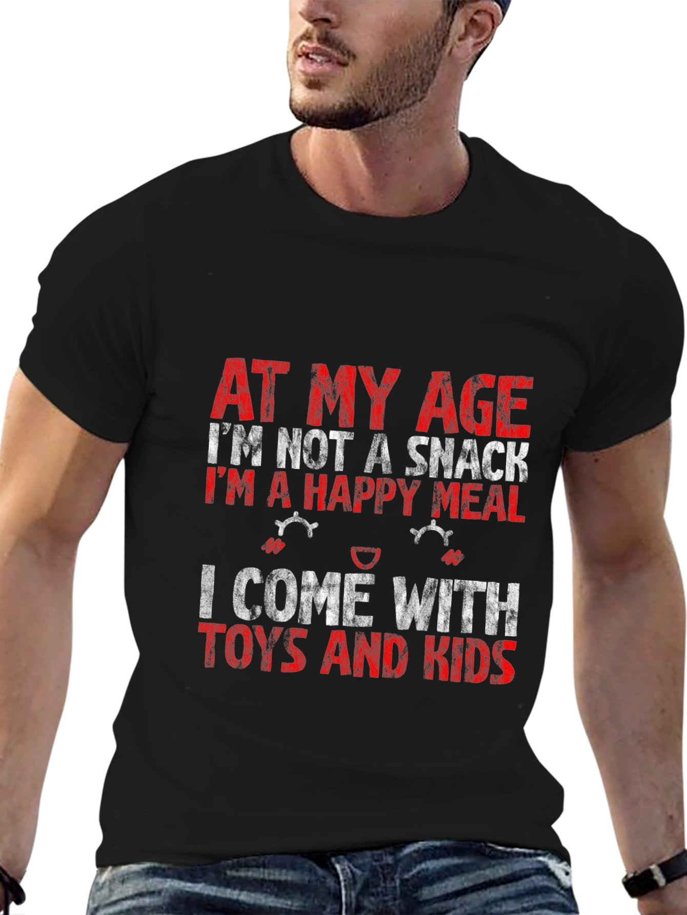 Black Funny "At My Age" T-Shirt - Happy Meal with Toys and Kids! view 6