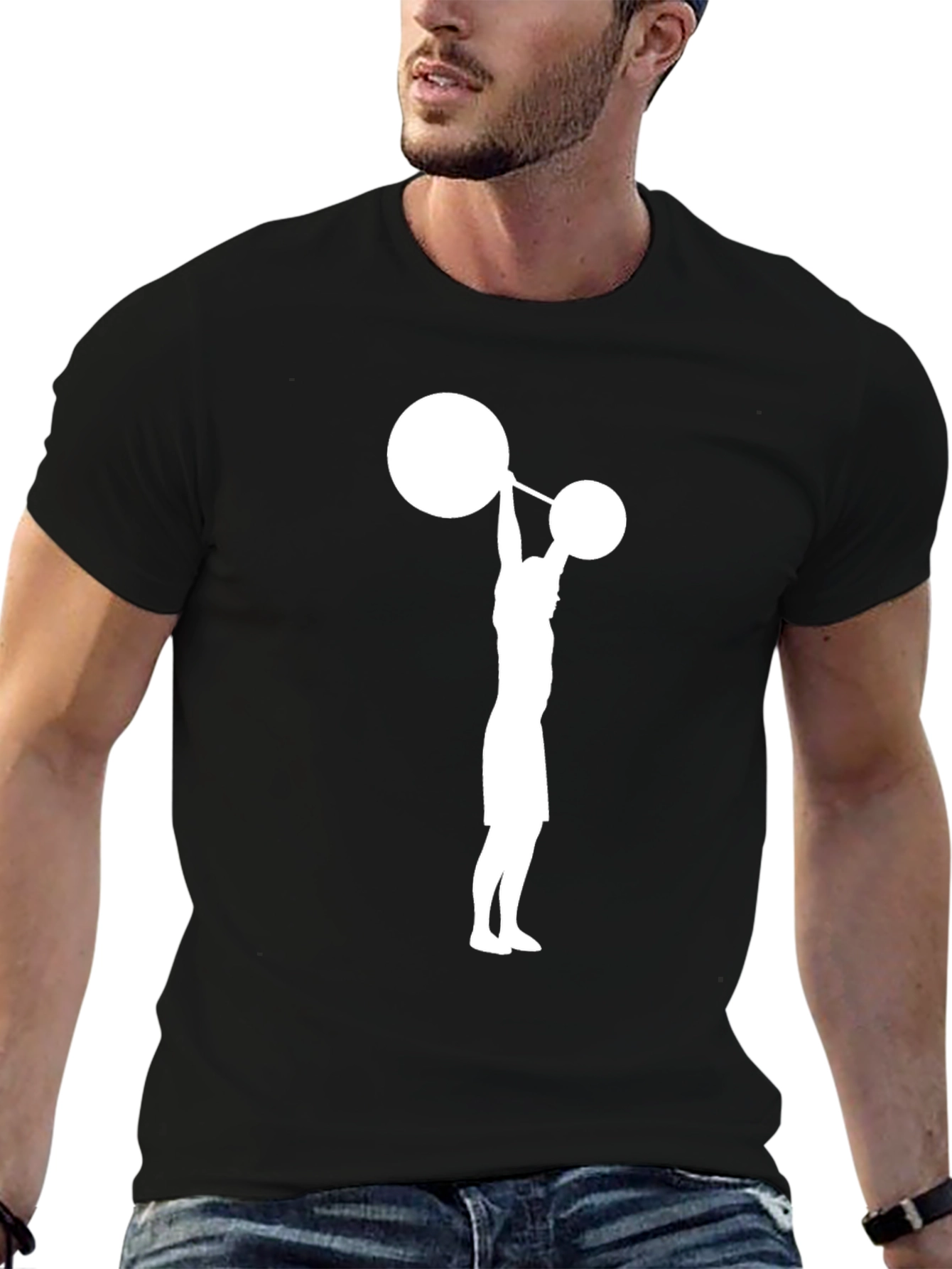 Black Weightlifter Graphic Tee - Black Cotton Blend view 6