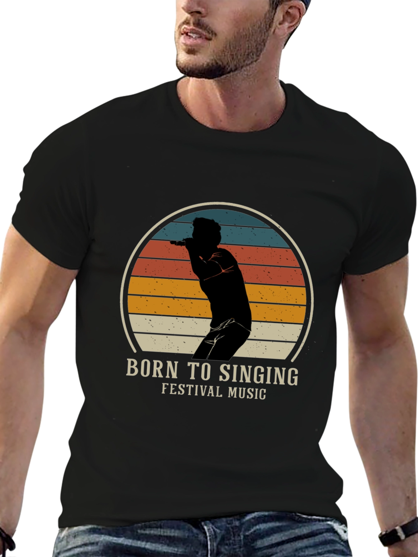 Black Born to Sing T-Shirt - Festival Music view 6