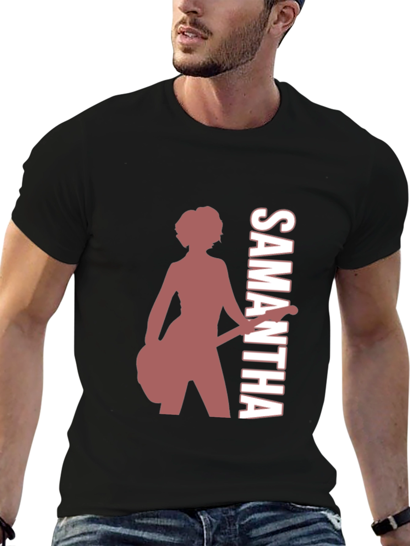 Black Samantha Guitar Player Graphic Tee view 6