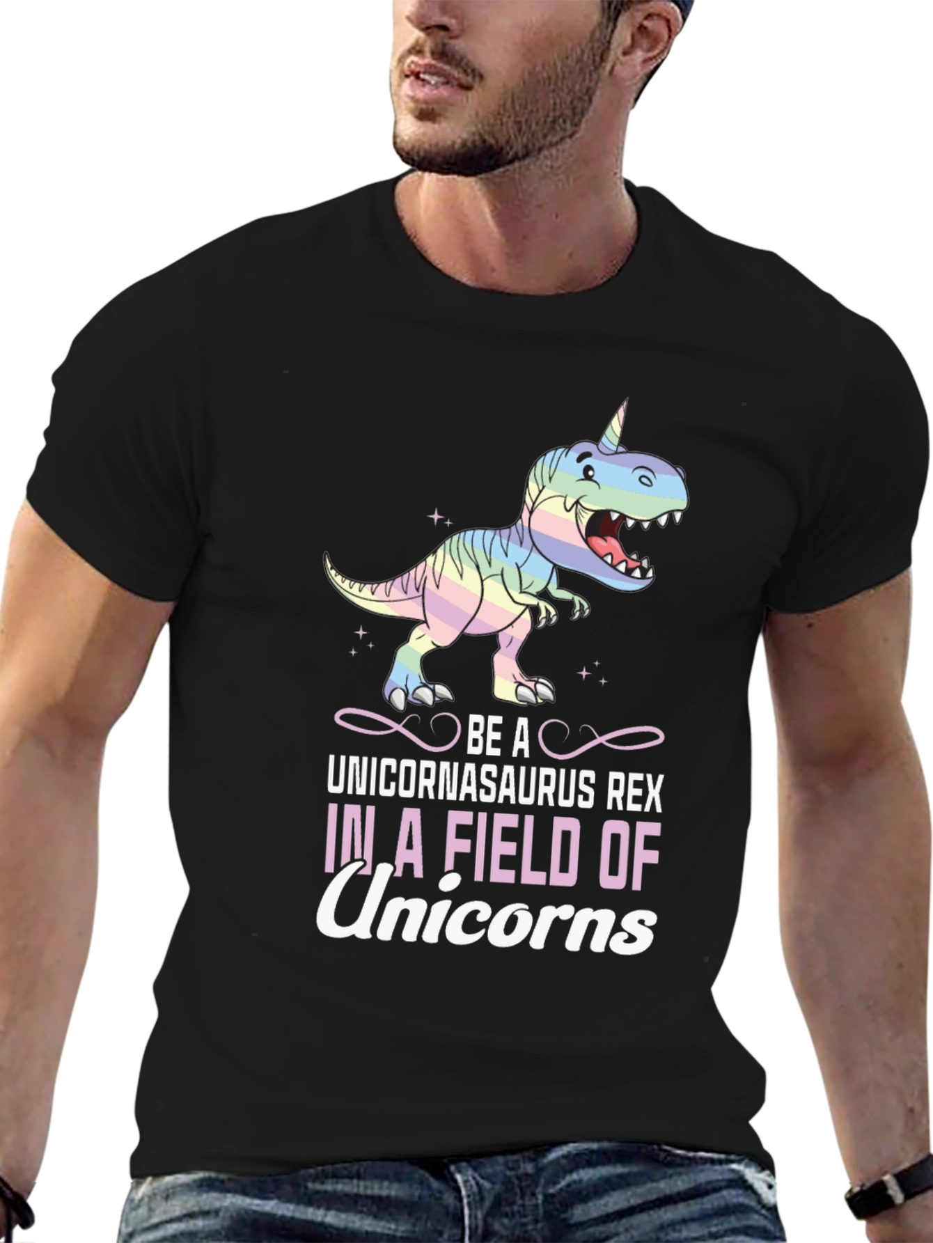Black Unicornasaurus Rex Graphic T-Shirt view 6