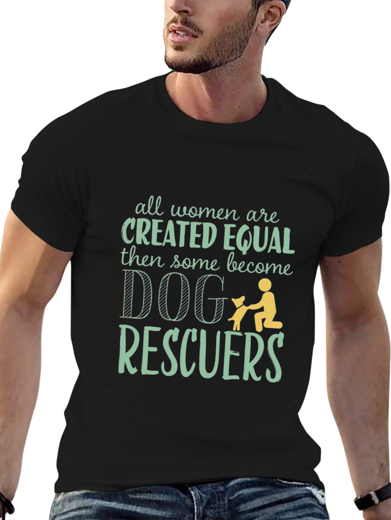 Black Dog Rescuer Tee - All Women Are Created Equal T-Shirt view 6