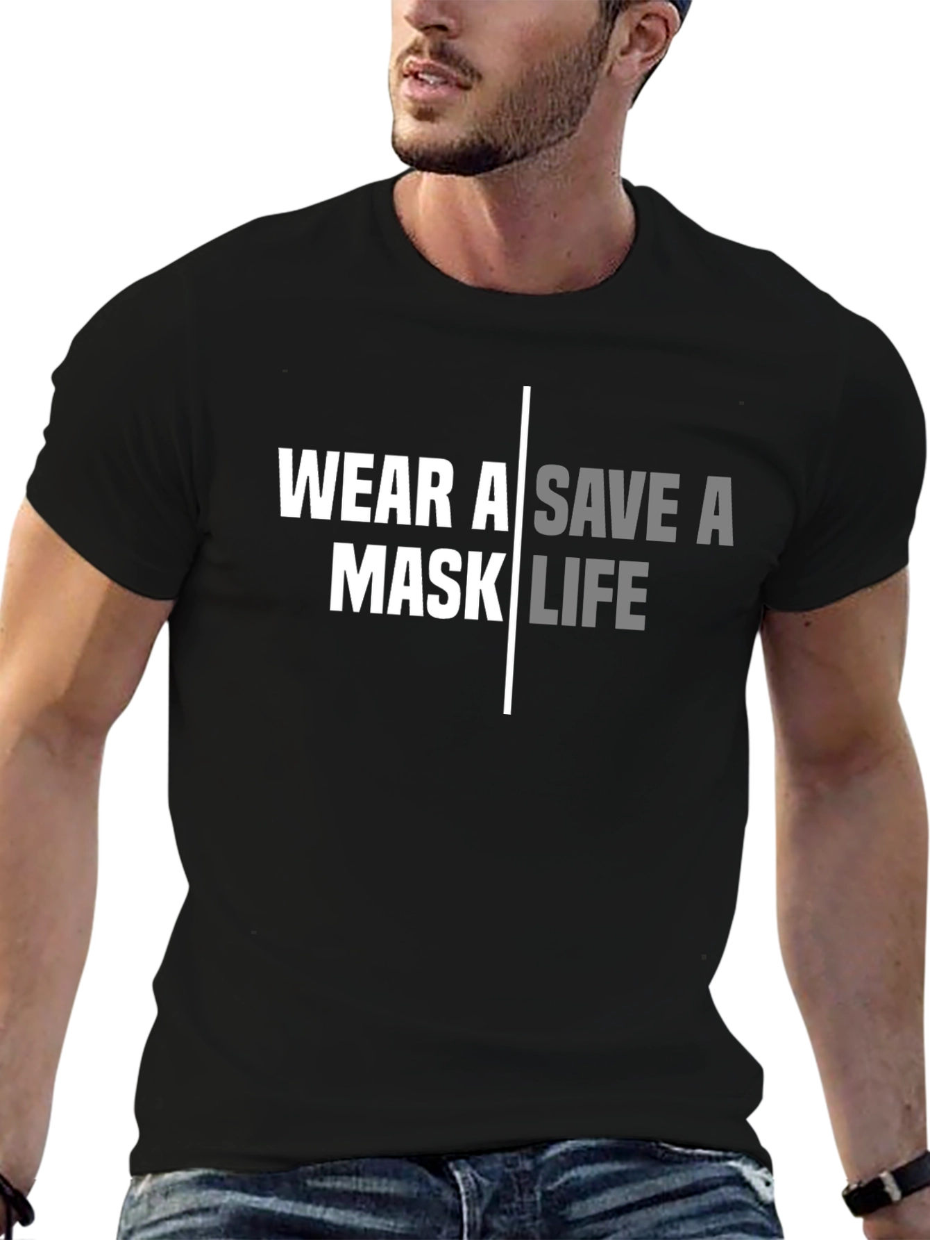 Black Wear A Mask Save A Life Black T-Shirt view 6