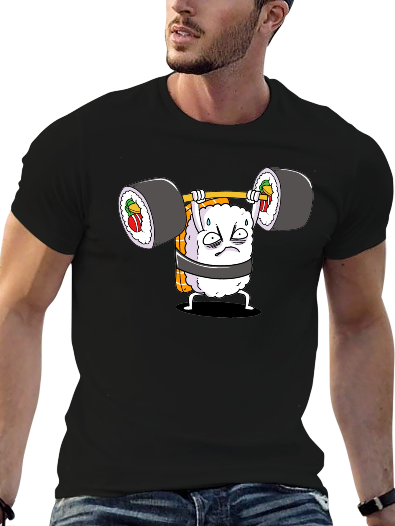 Black Sushi Weightlifter Graphic Tee view 6