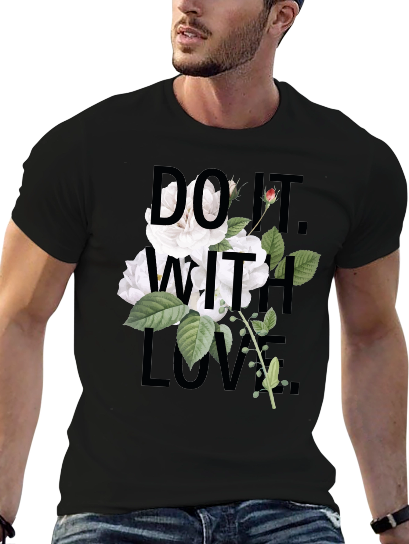 Black Floral 'Do It With Love' Black T-Shirt view 6