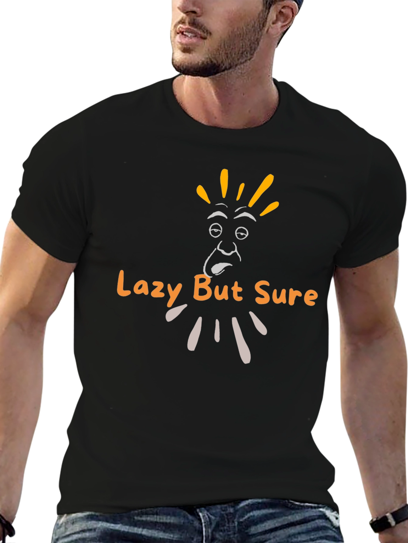 Black Lazy But Sure Graphic Tee view 6