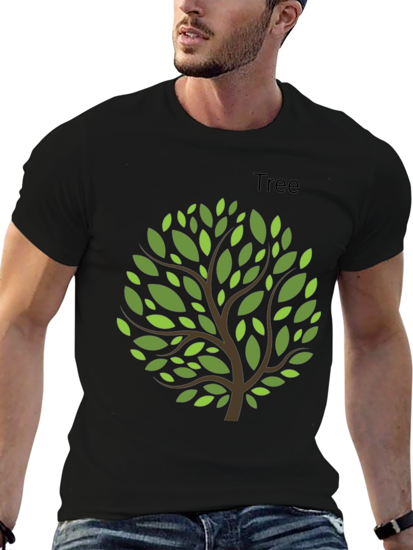 Black Nature Inspired Tree Graphic Tee - Black view 6