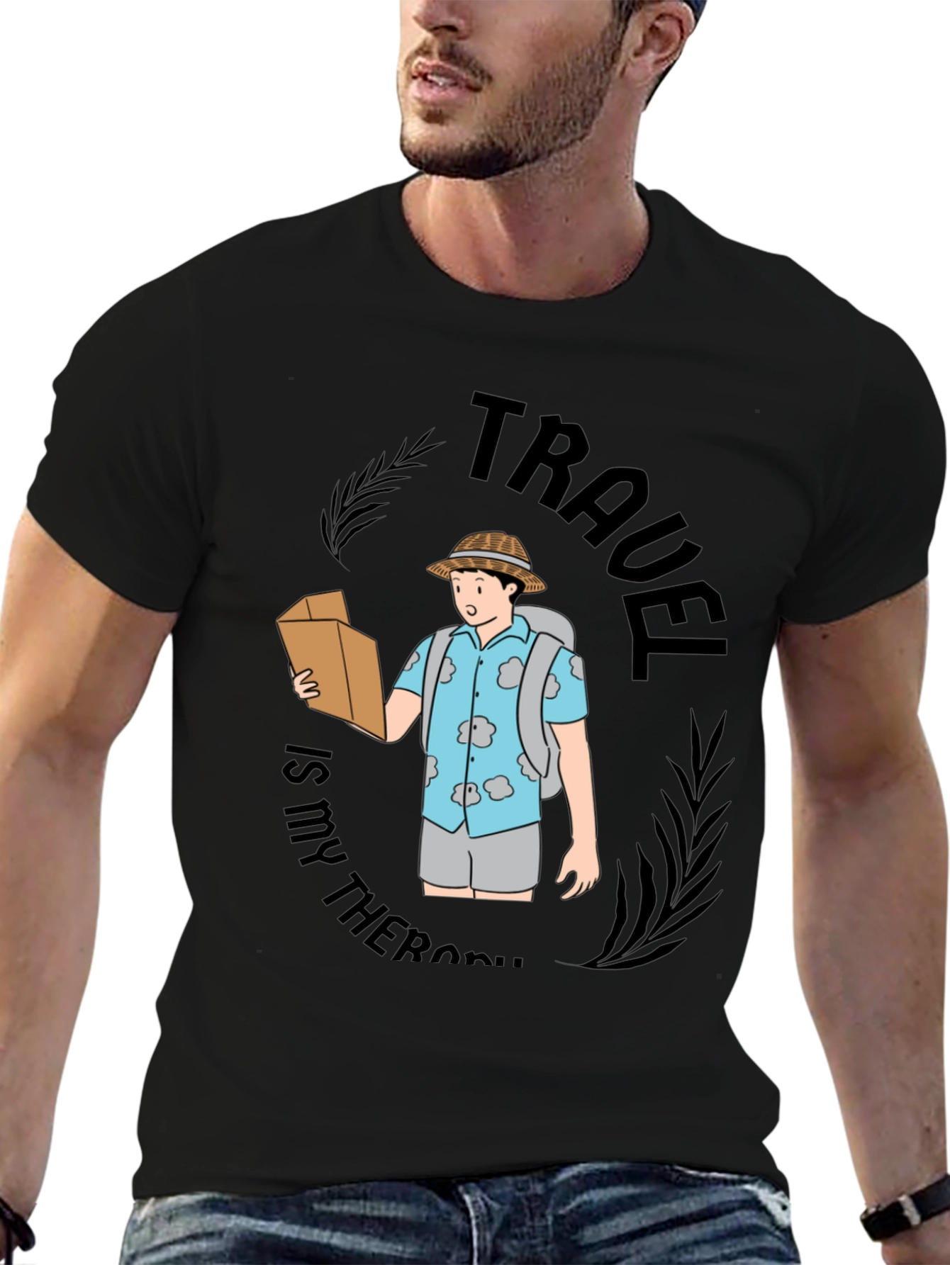 Black Travel is My Therapy Graphic Tee view 6