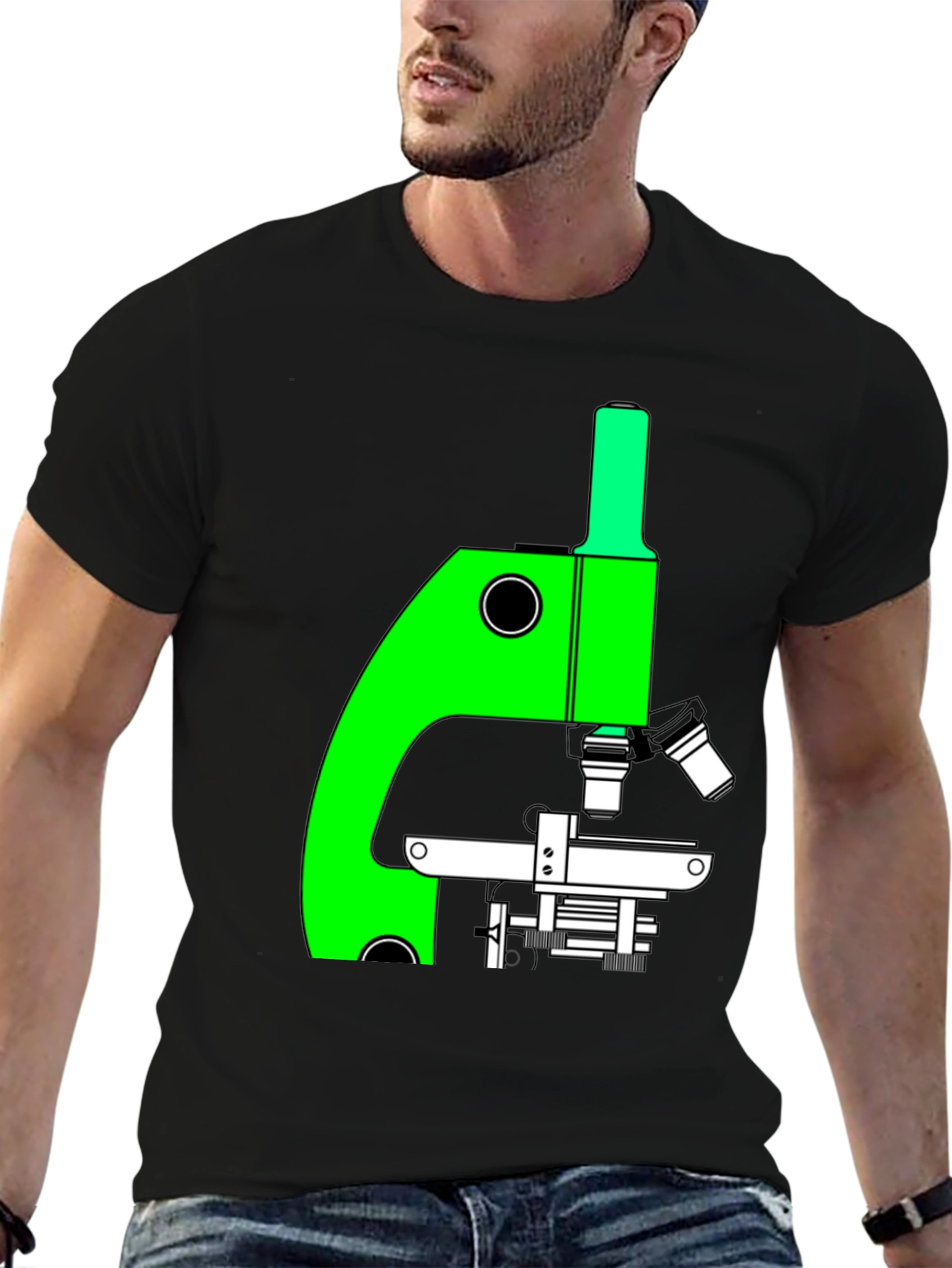 Black Science Tee: Microscope Graphic T-Shirt view 6