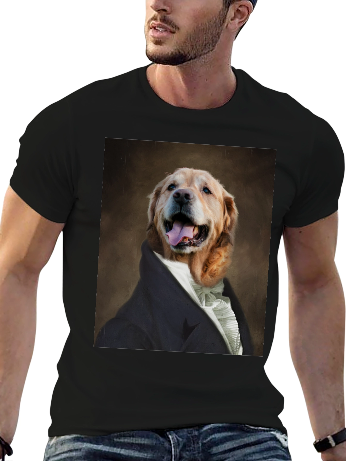 Black Dog Portrait T-Shirt - Canine Royalty Black Tee view 6
