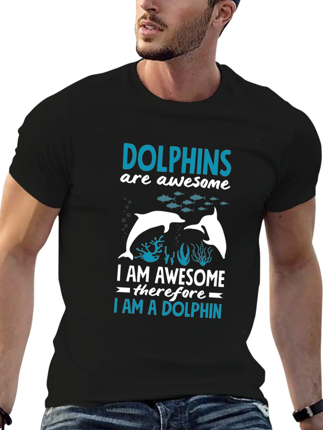 Black Dolphin Lover T-Shirt - Awesome Dolphin Graphic Tee view 6
