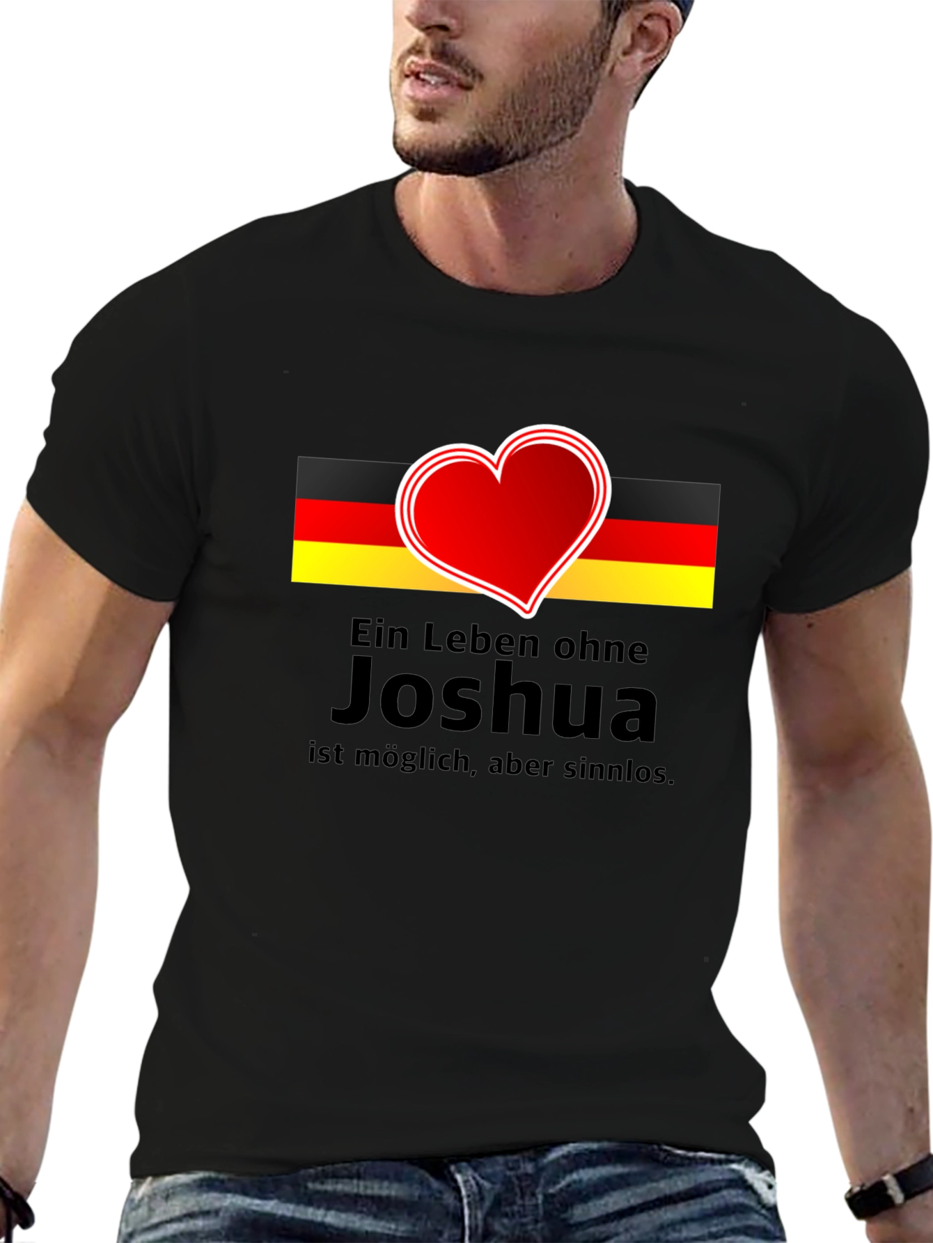 Joshua German Flag Heart T-Shirt - Black - 6