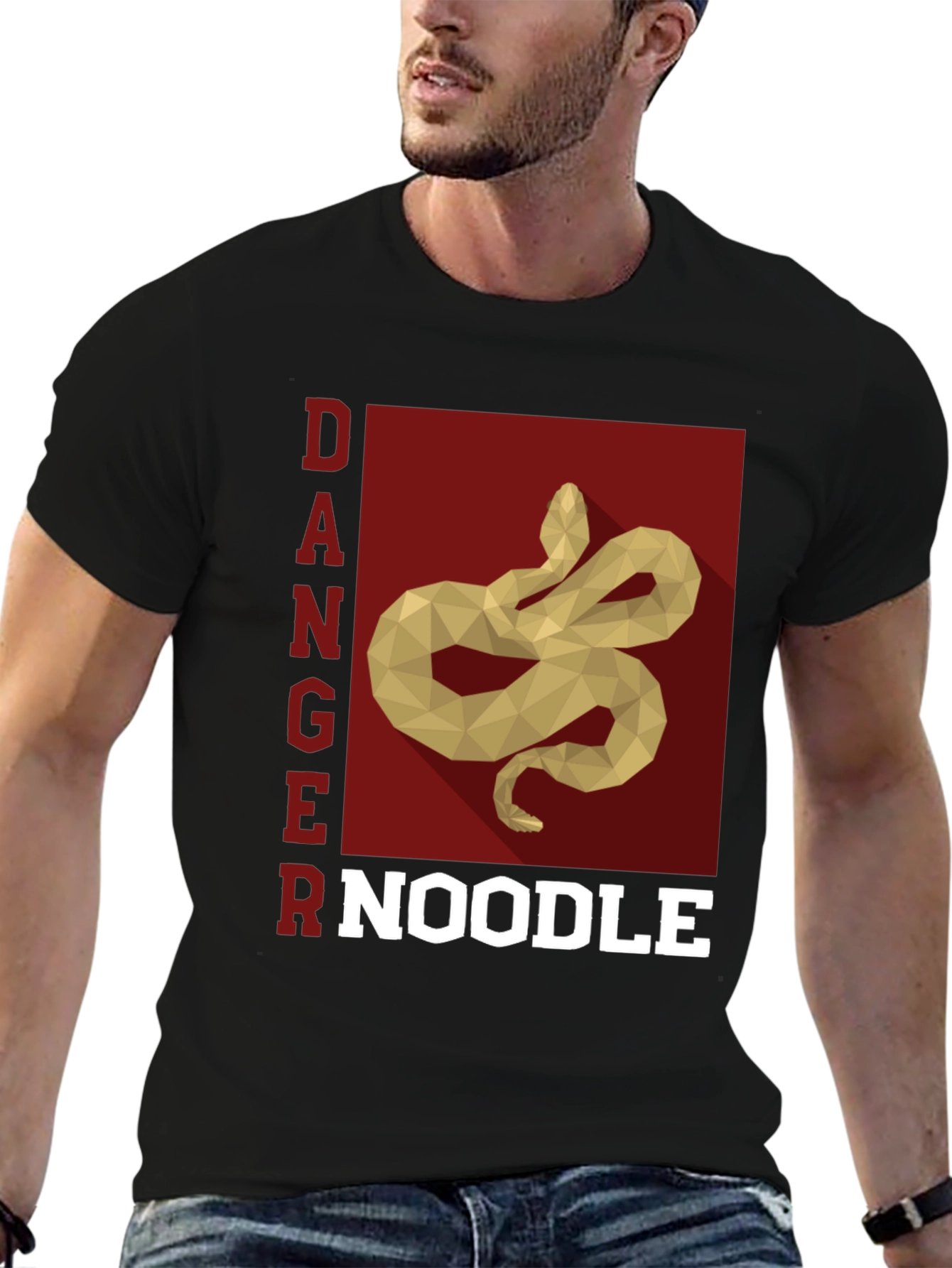 Black Danger Noodle Snake Graphic T-Shirt view 6