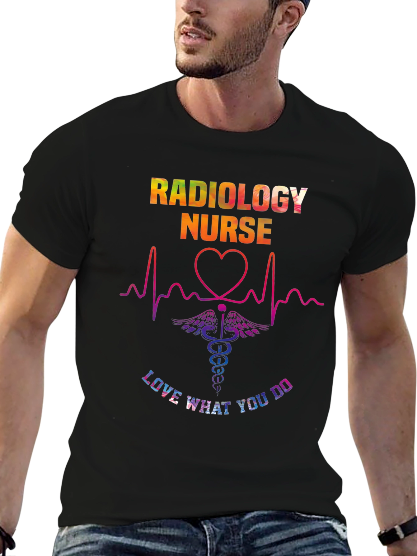 Black Radiology Nurse Graphic T-Shirt - Love What You Do view 6