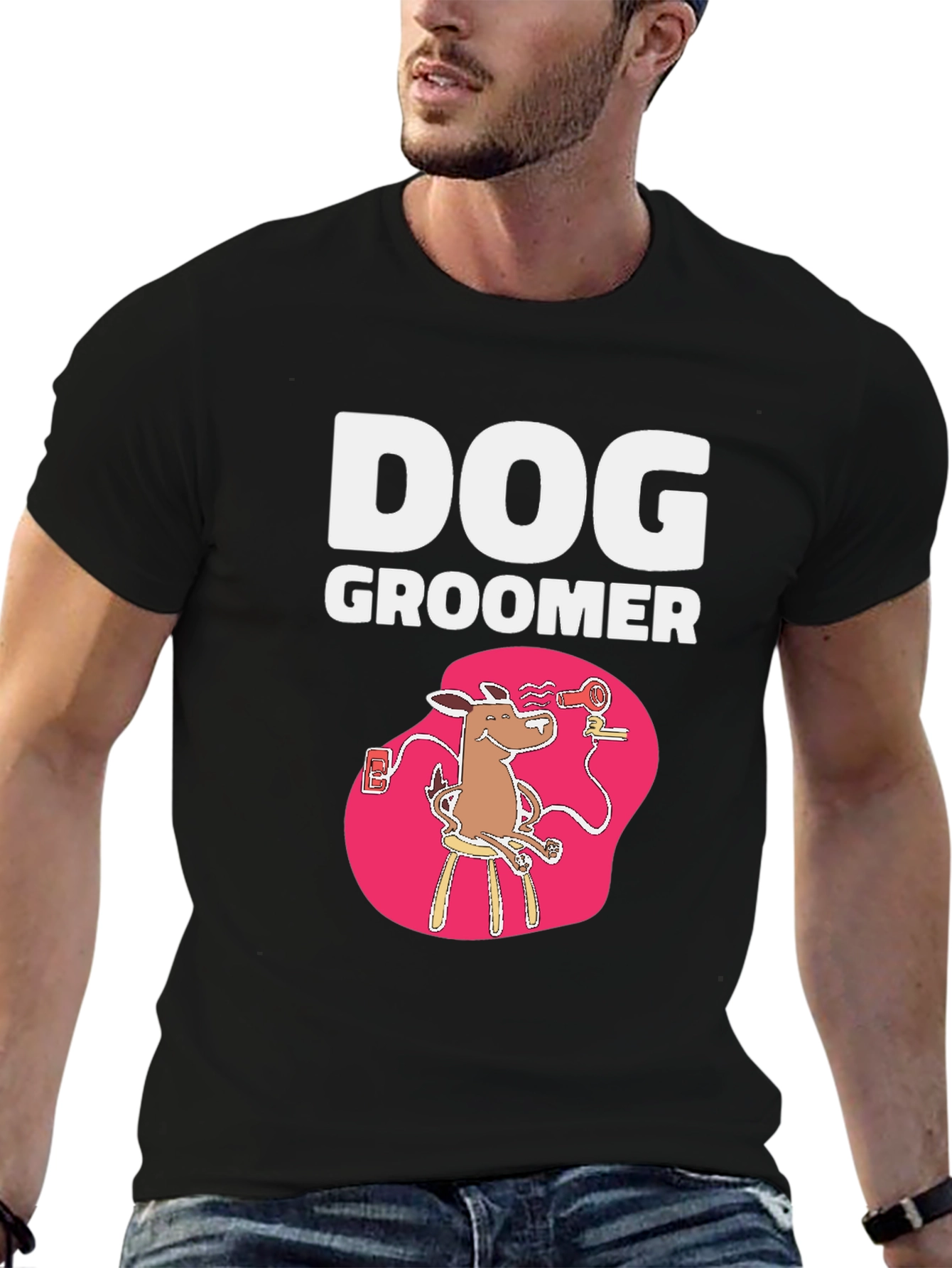 Black Dog Groomer T-Shirt - Funny Pet Stylist Tee view 6
