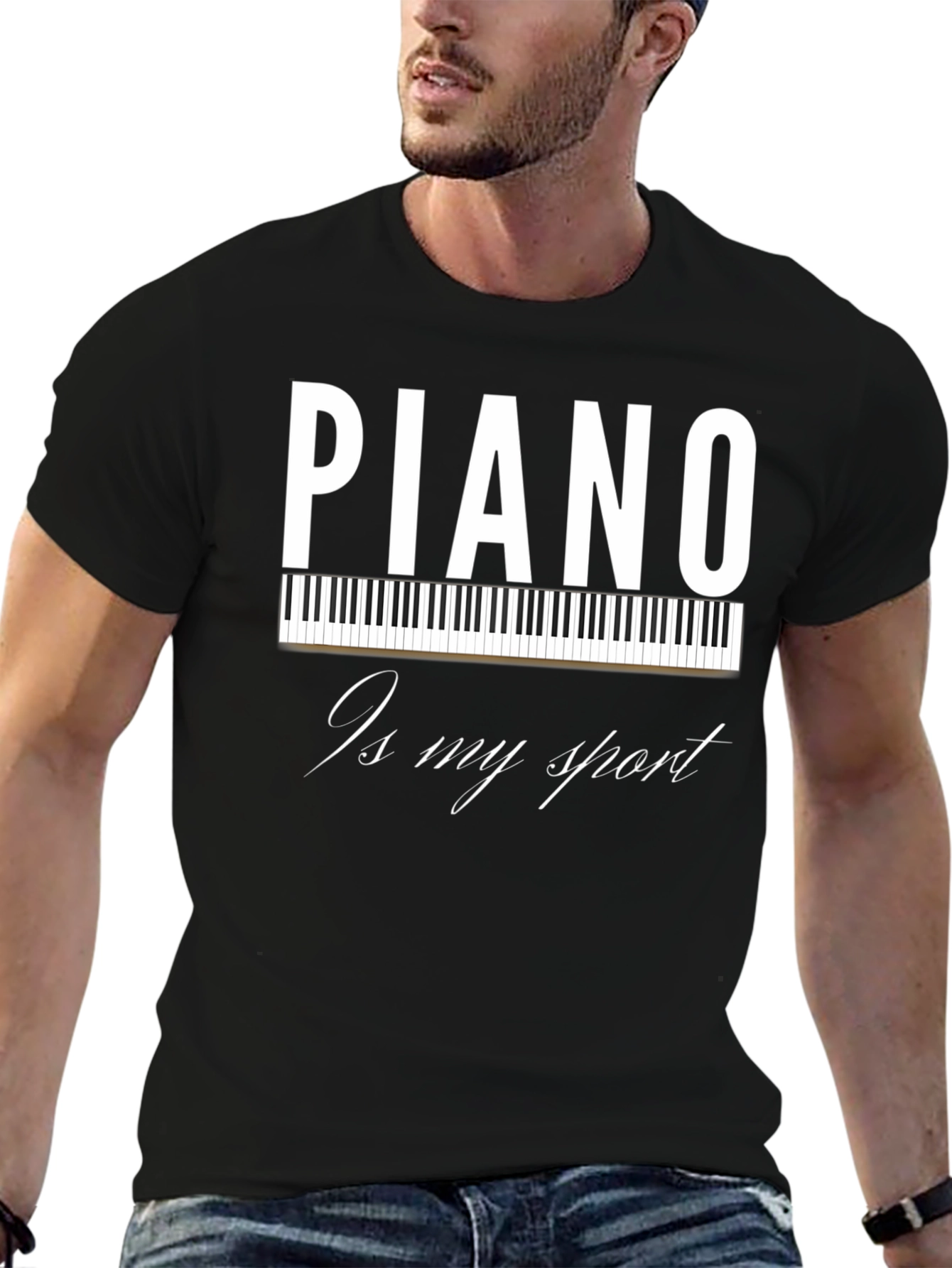 Black Piano Is My Sport T-Shirt - Musician Tee view 6