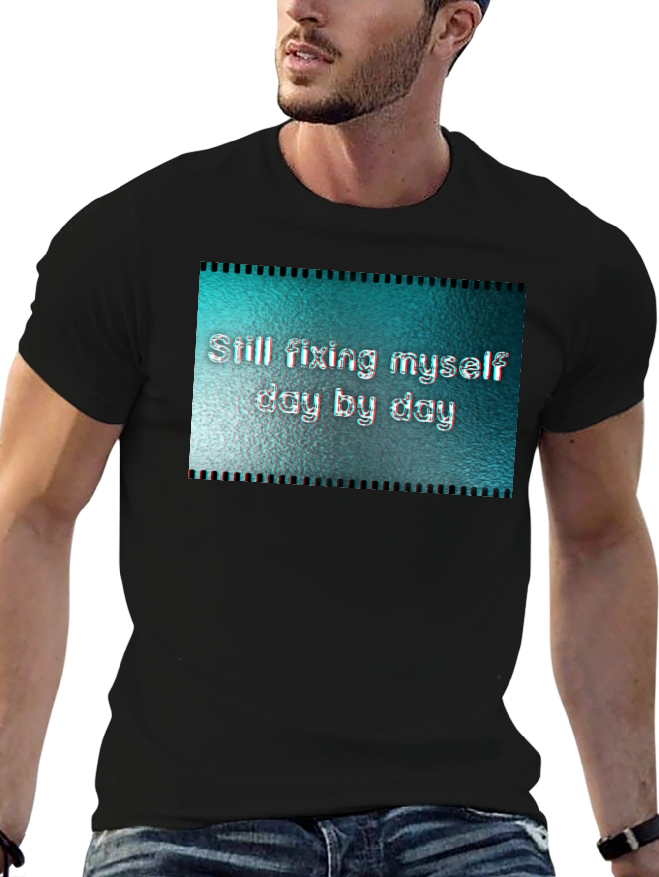 Black Fixing Myself Tee - Daily Motivation T-Shirt view 6