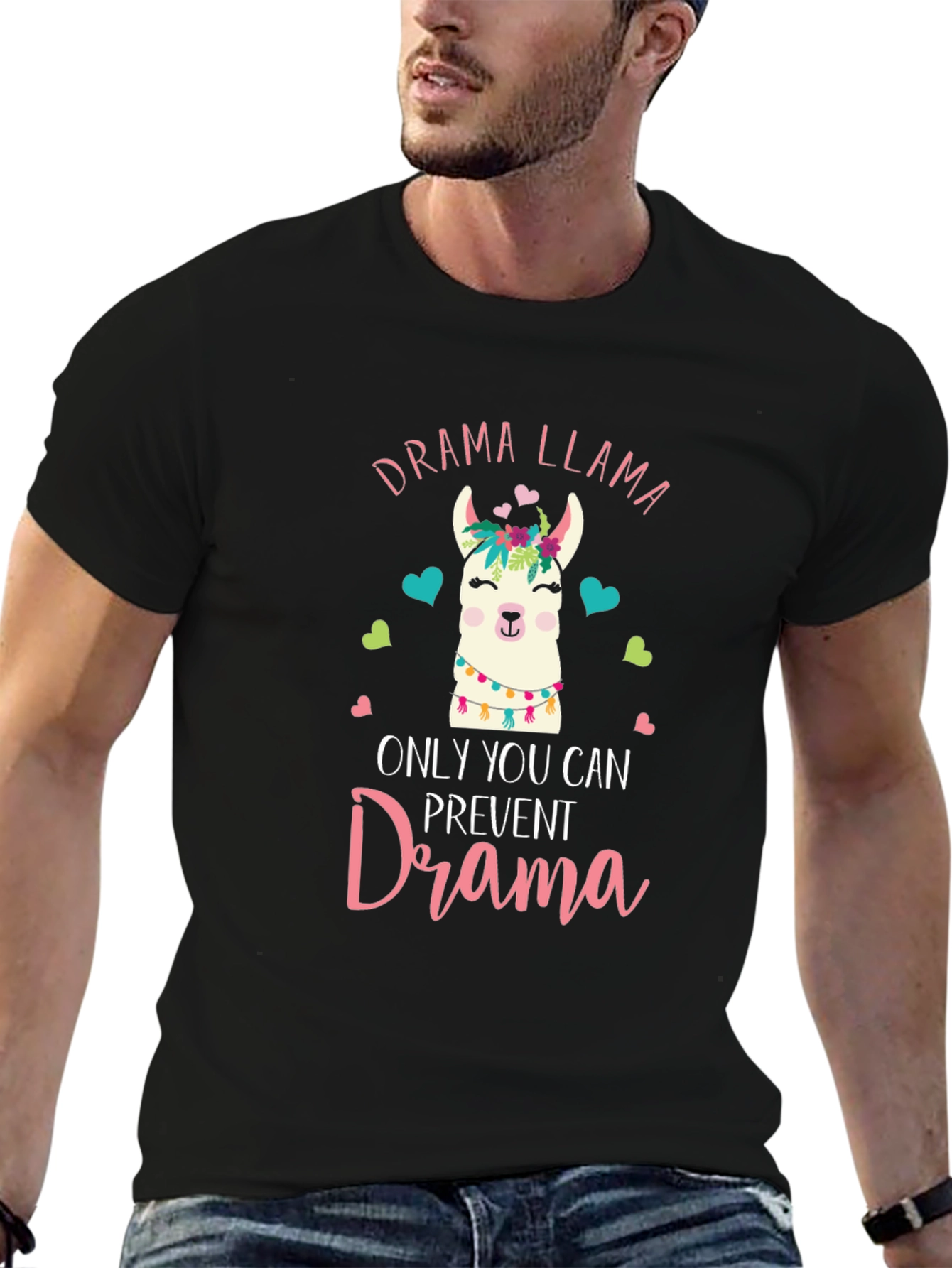 Black Drama Llama T-Shirt - Funny Animal Graphic Tee view 6
