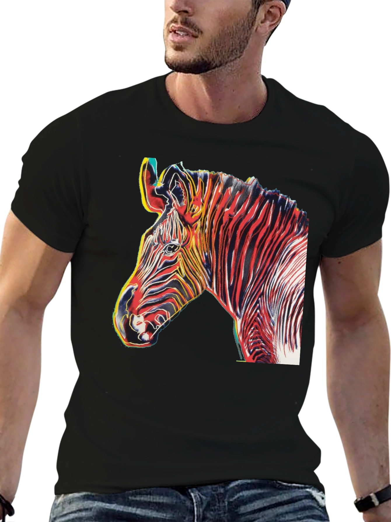 Black Zebra Art Graphic T-Shirt view 6