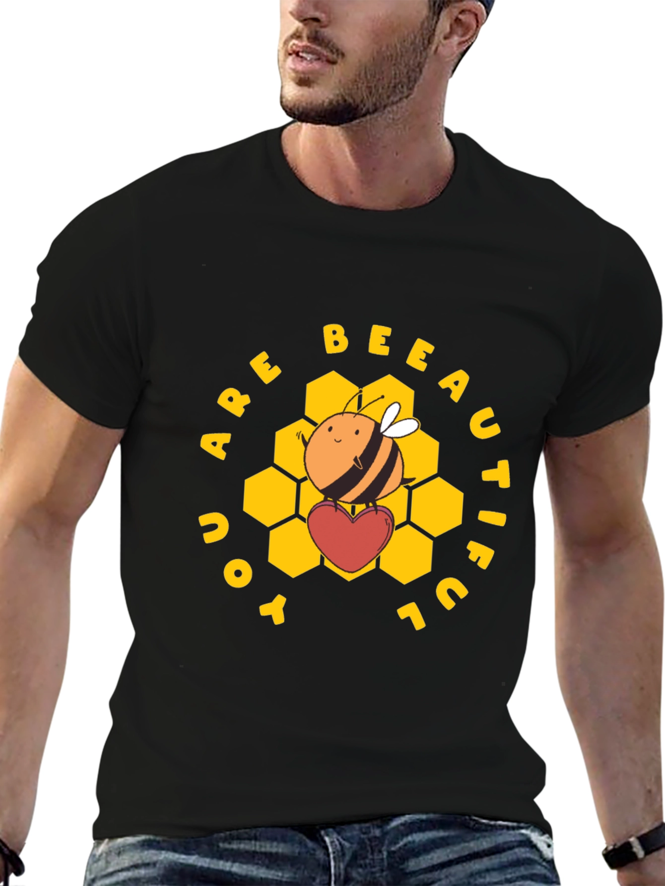Black You Are Bee-autiful Graphic T-Shirt view 6