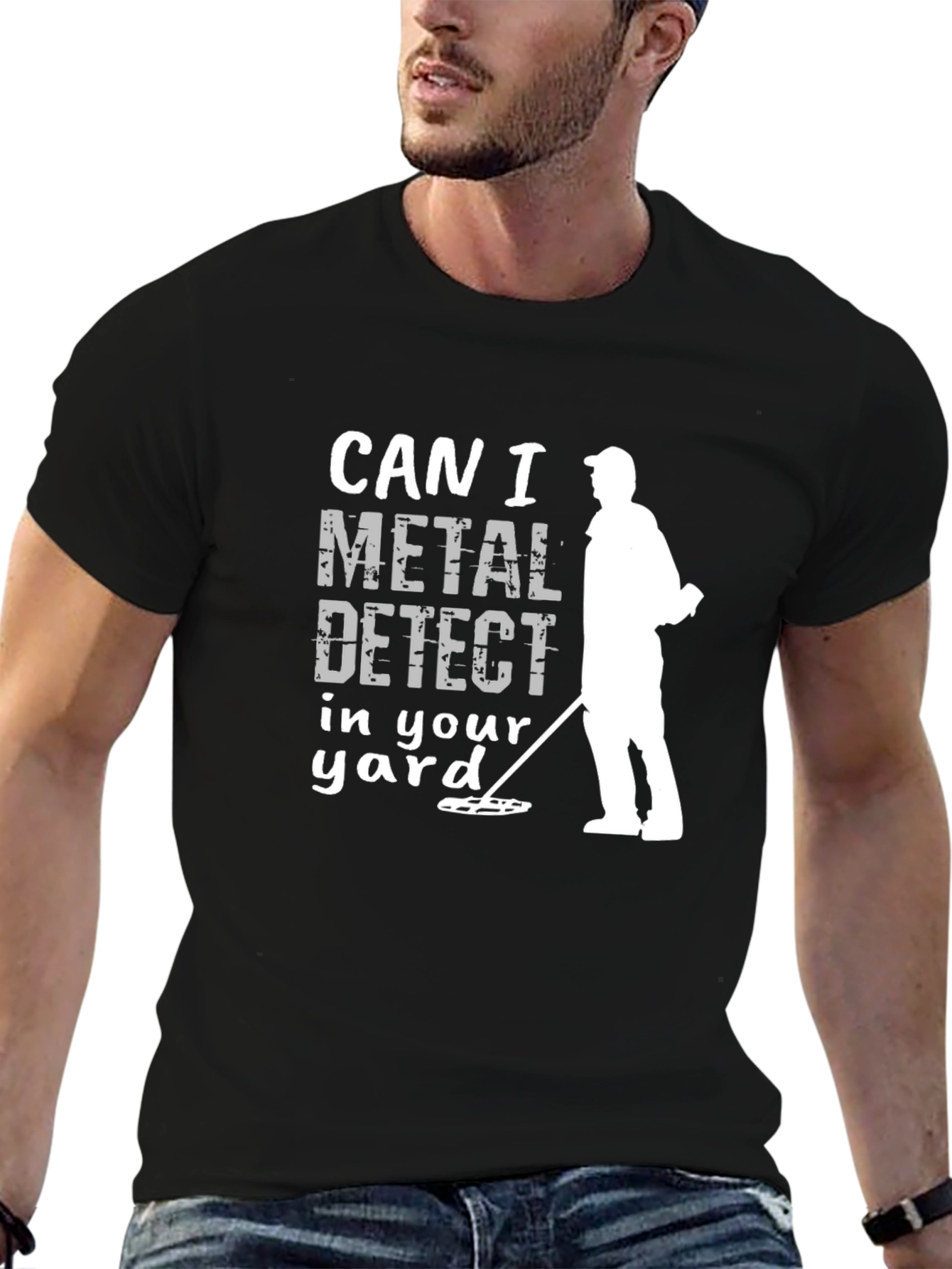 Black Metal Detecting T-Shirt, Can I Detect? view 6