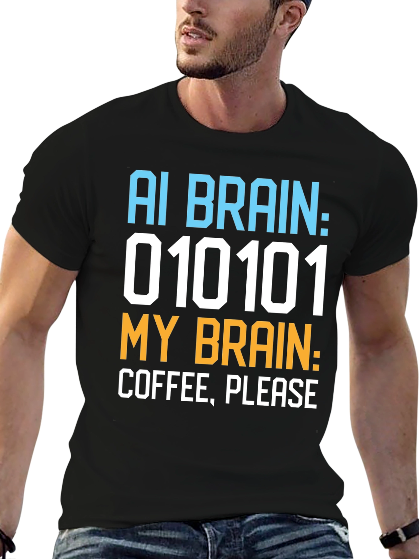 AI Brain Coffee Please Graphic T-Shirt - 6